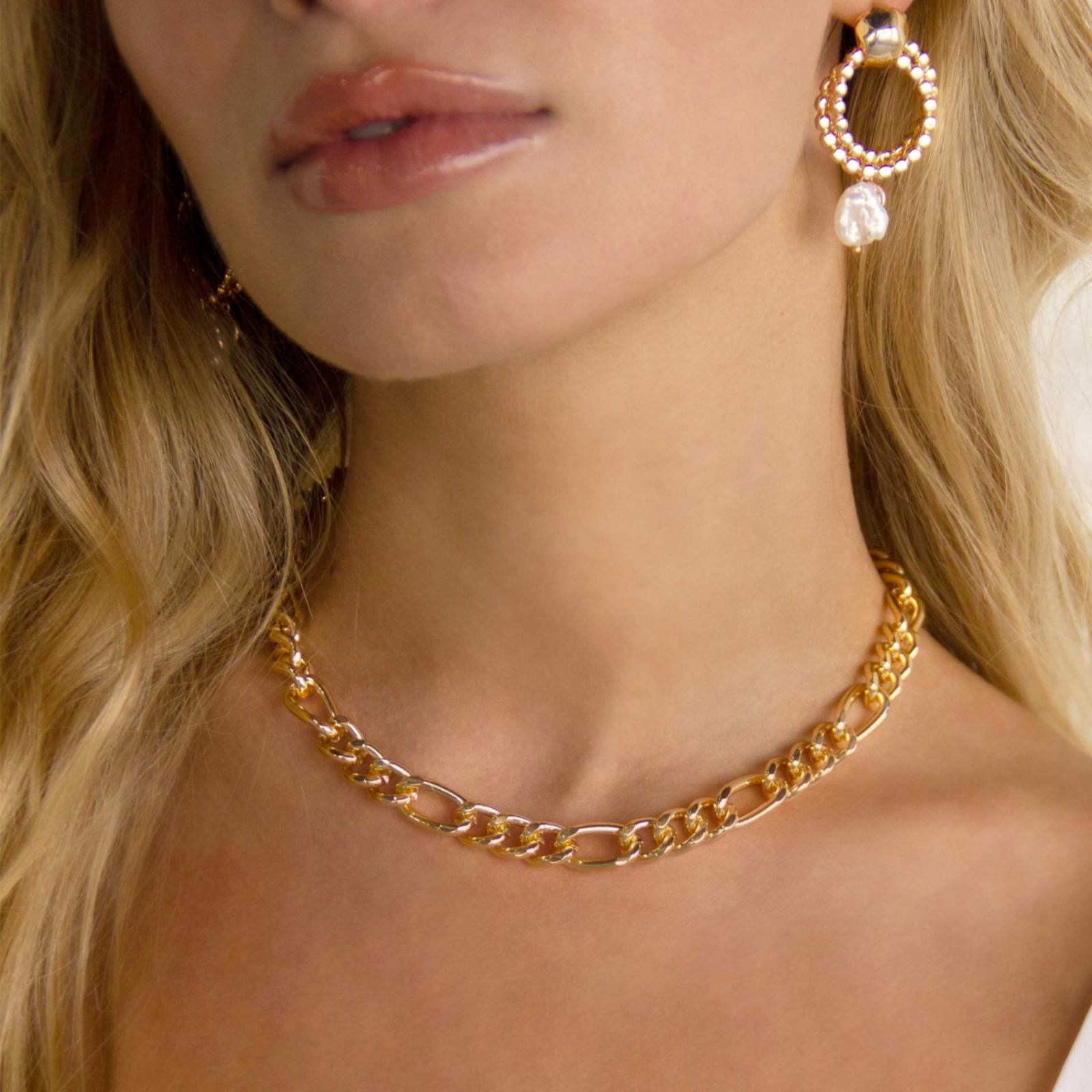 Other Ettika 18K gold-plated Cuffed Love Chain Link Necklace Size ONE SIZE - 1 Thumbnail
