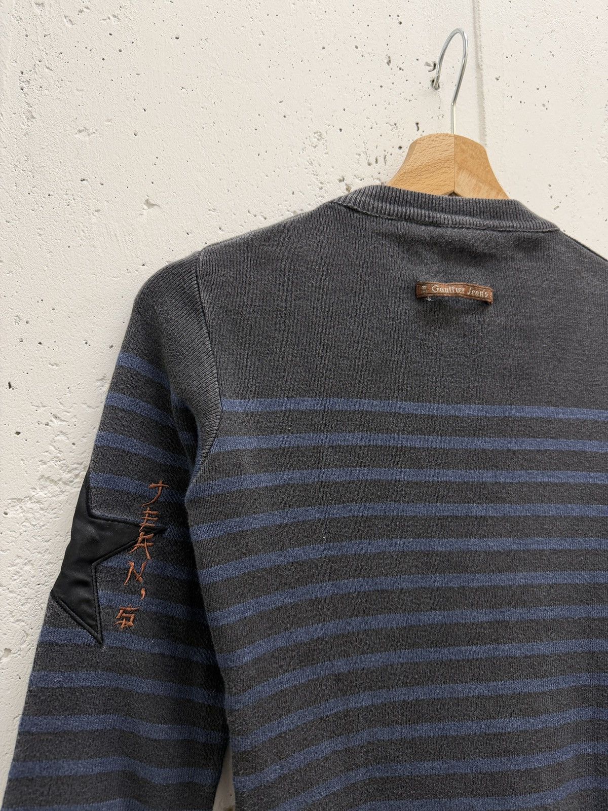 Jean Paul Gaultier Striped Zip Shoulder Knit Sweater