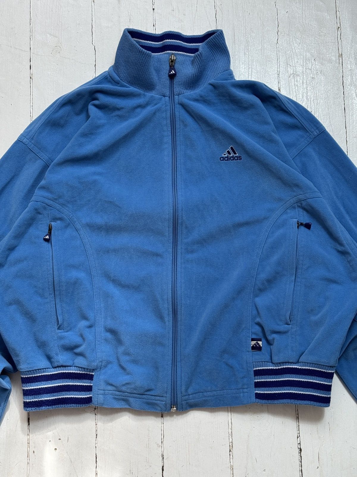 Adidas VINTAGE ADIDAS MINI LOGO VELVET BOXY FIT ZIP UP JACKET Size M / US 6-8 / IT 42-44 - 6 Thumbnail