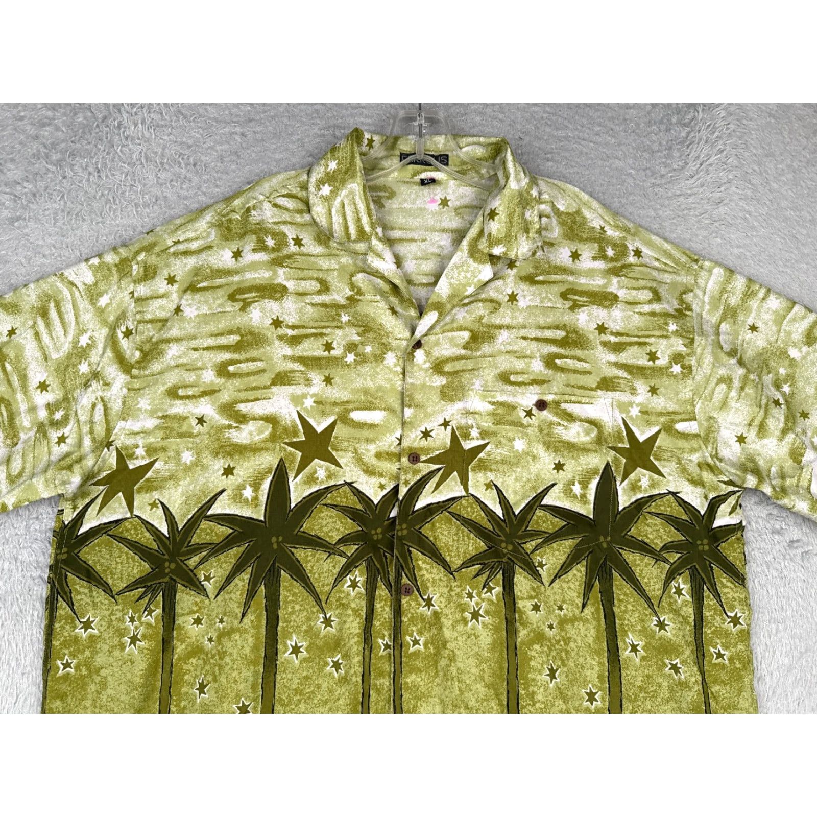 Vintage Ferrous Shirt Men XL Green Floral Palm Star Cotton Hawaiian Button-Up Size US XL / EU 56 / 4 - 4 Thumbnail