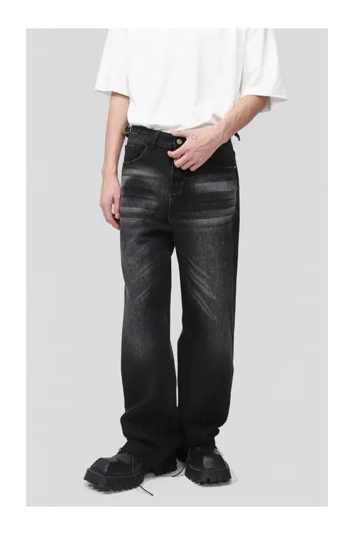 Japanese Brand × Jean Pants Black washed loose straight jeans Size US 32 / EU 48 - 2 Thumbnail