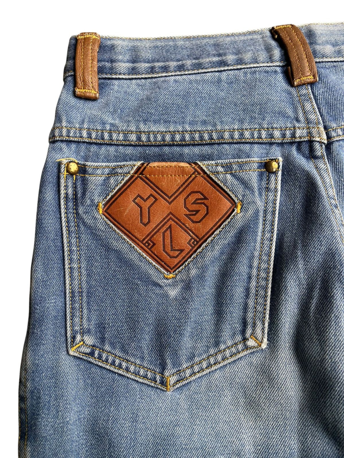 Yves Saint Laurent Yves Saing Laurent Leather Patch Denim Pants Size US 27 - 8 Thumbnail