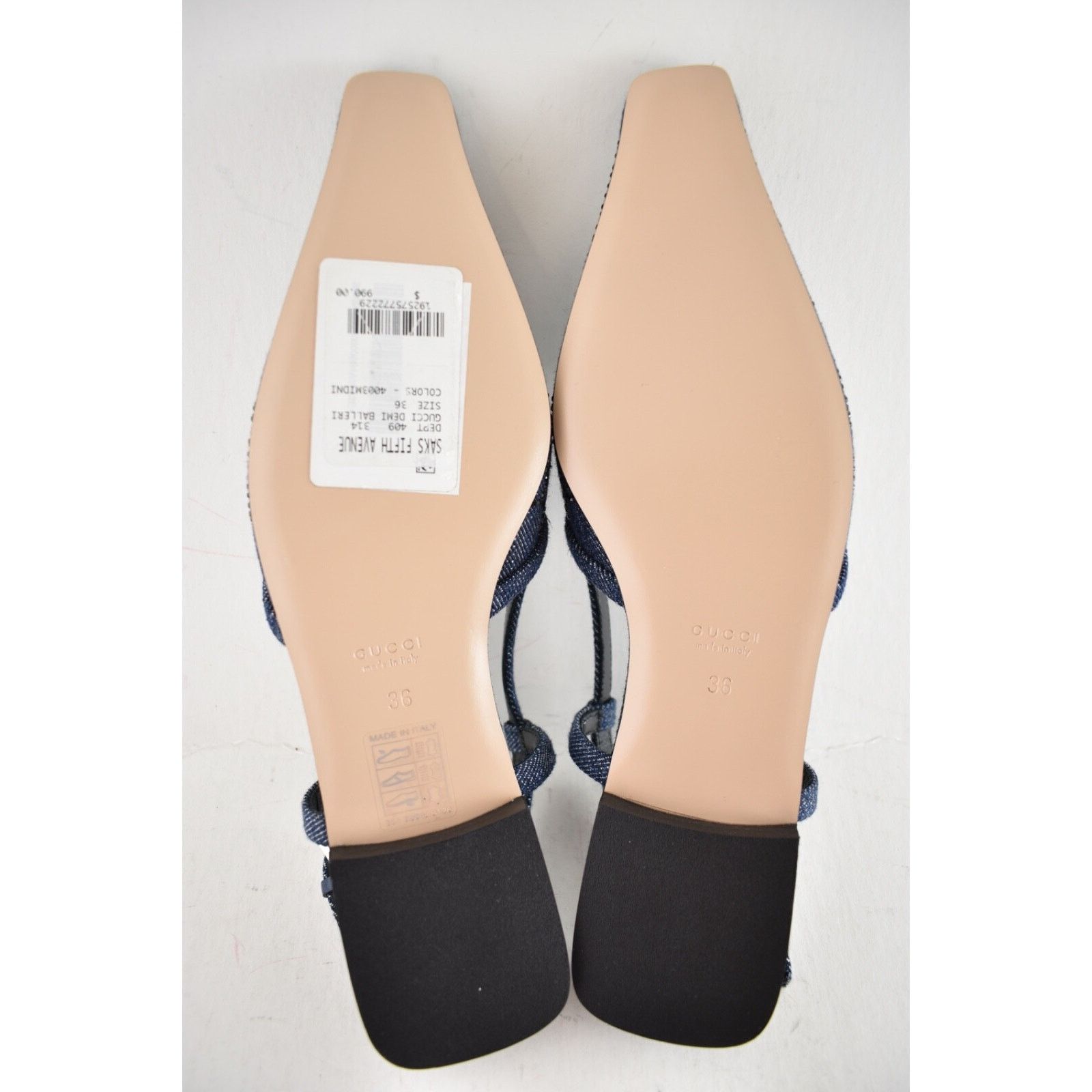 Gucci Gucci Demi Denim Blue Black Crystal Slingback Ballerina Size US 6 / IT 36 - 15 Thumbnail