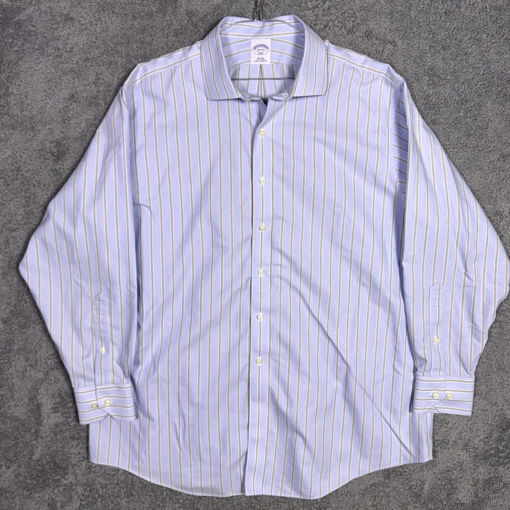 Brooks Brothers Brooks Brothers Shirt Mens 18 - 4/5 Regent 346 Slim Non Iron Dress Notch Collar Blue Size 48R - 4 Thumbnail