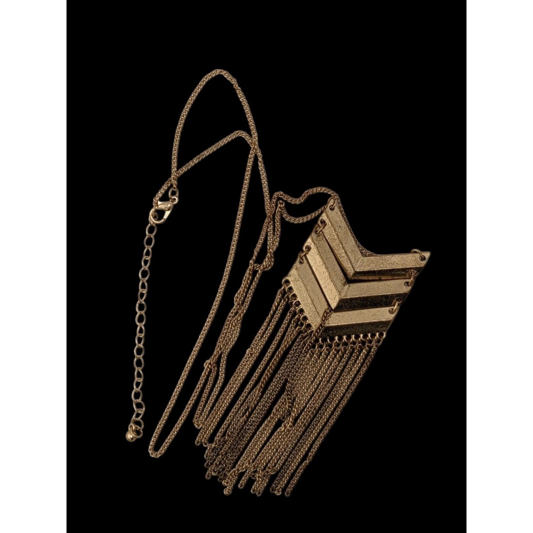 Other Chevron Gold-Tone Long Necklace With Fringe Size ONE SIZE - 2 Thumbnail