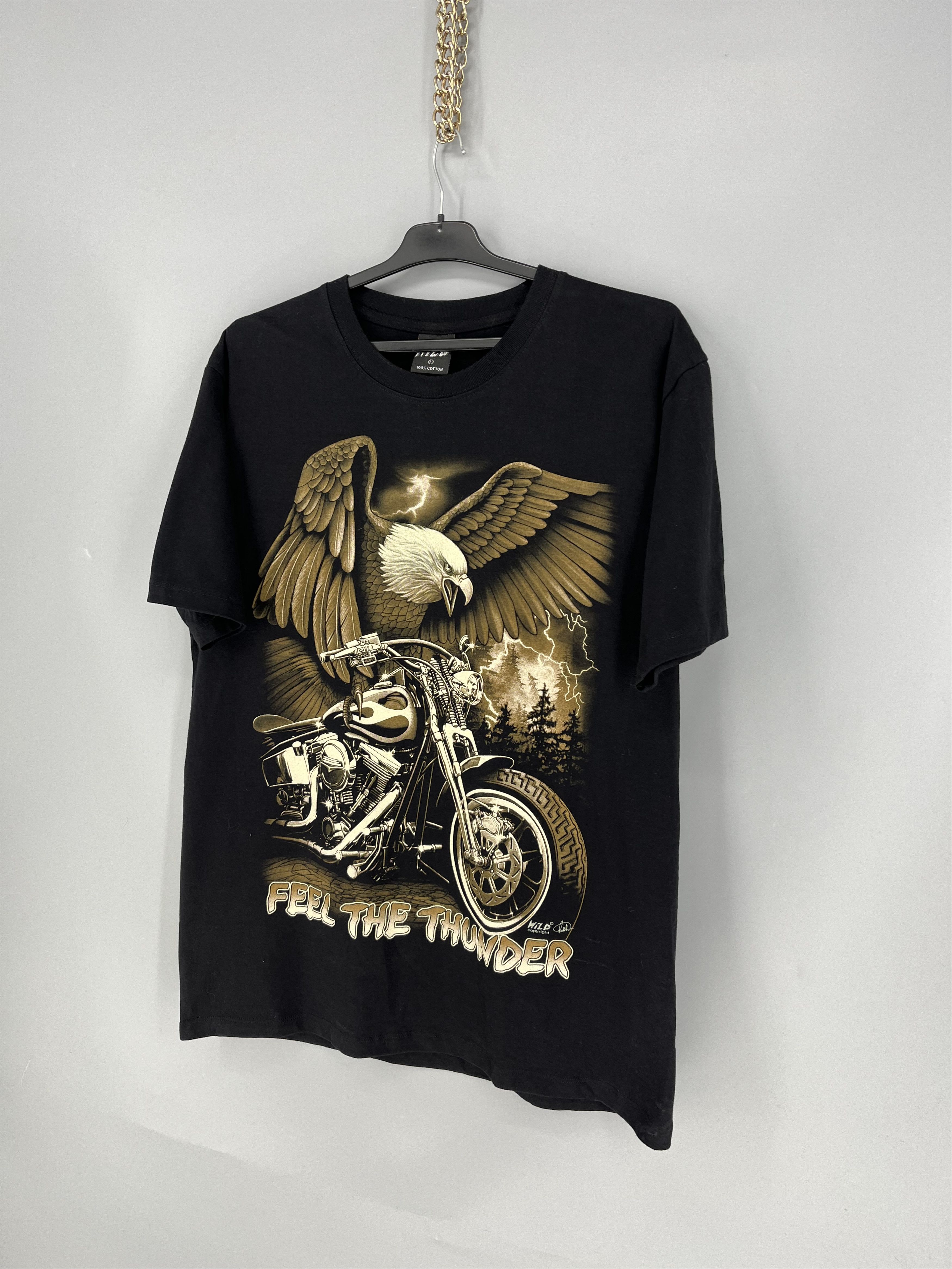 Vintage Vintage T Shirt motorcycle Feel the Thunder Size US L / EU 52-54 / 3 - 3 Thumbnail
