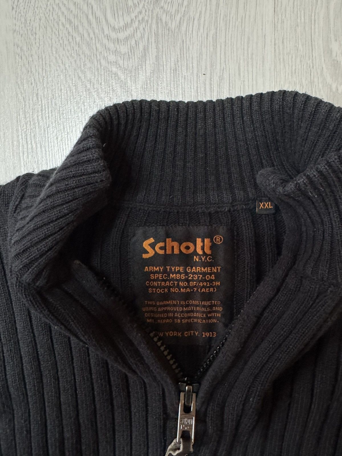 Schott Schott N.Y.C army ribbed sweater 1/3, 1/4 half zip vintage Size US XL / EU 56 / 4 - 3 Thumbnail