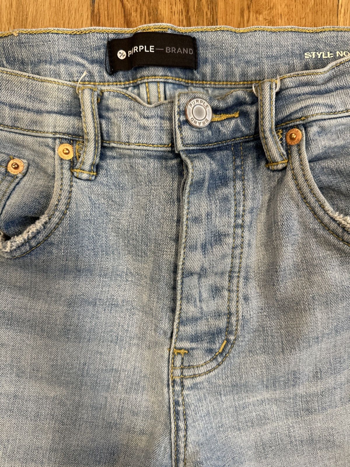 Purple Brand Purple Brand Blue Knee Rip Denim Jeans Sz 31 Size US 31 - 4 Thumbnail