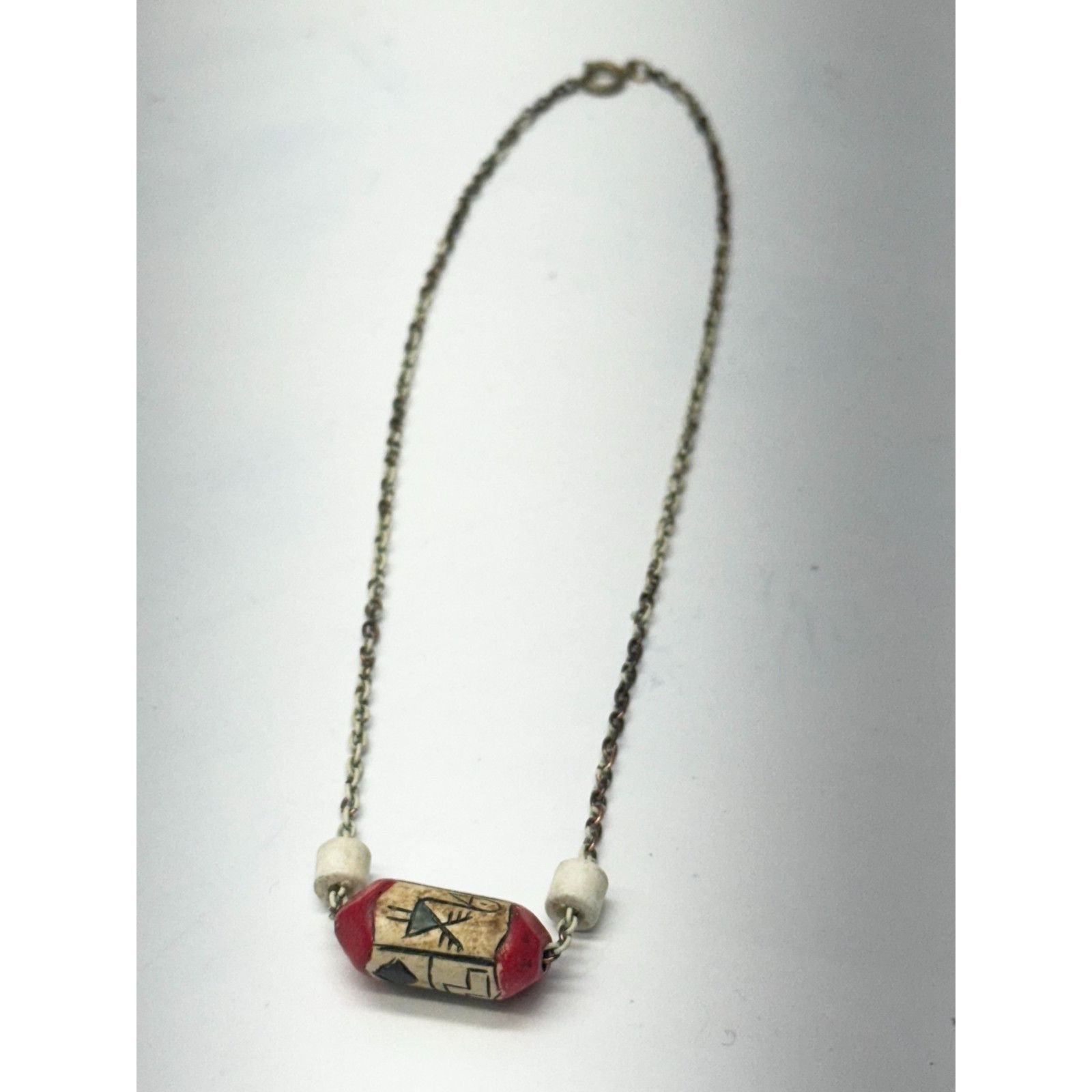 Vintage Vintage clay bead enamel chain necklace Size ONE SIZE - 2 Thumbnail