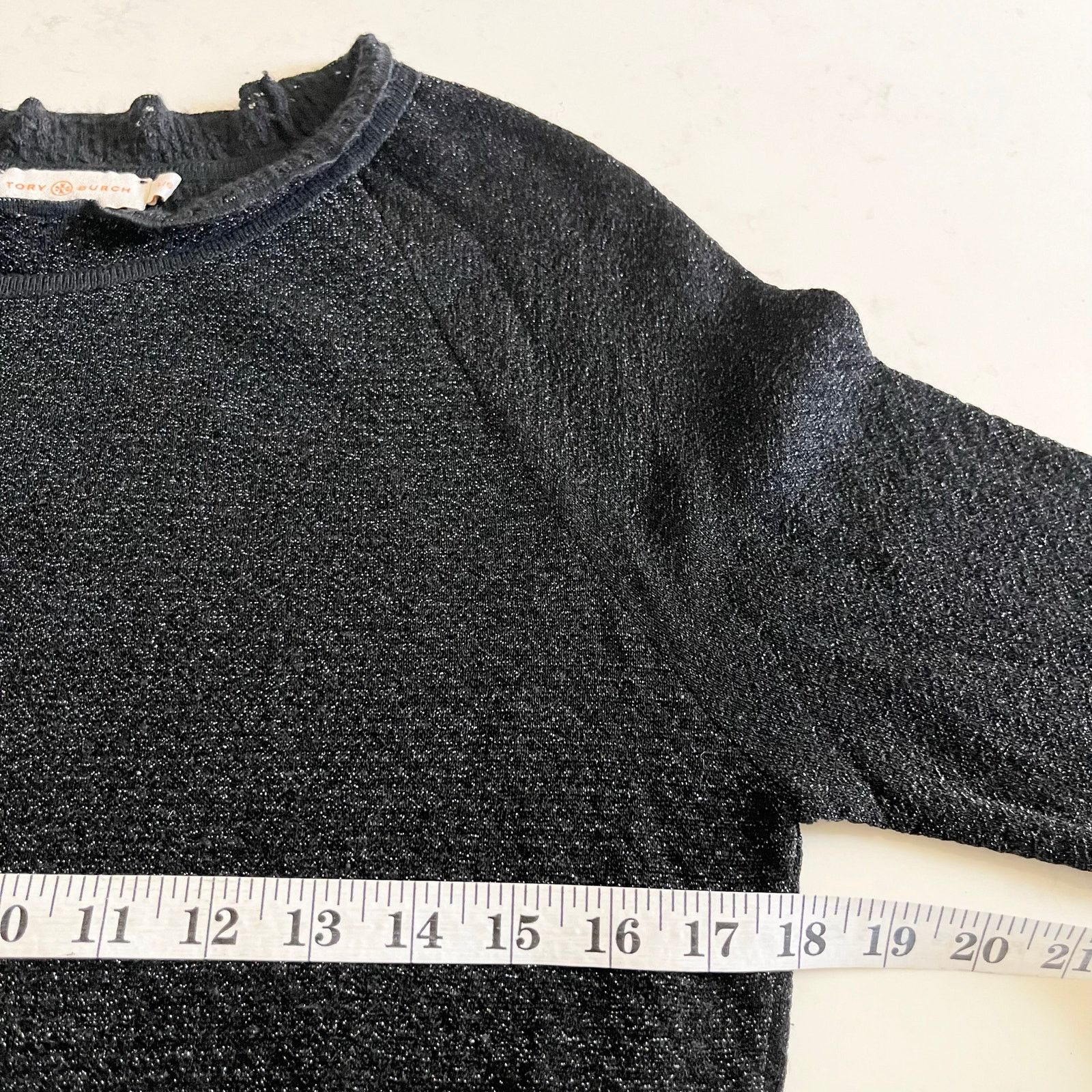 Tory Burch Black Isabelle Wool Metallic Sweater Dress Large