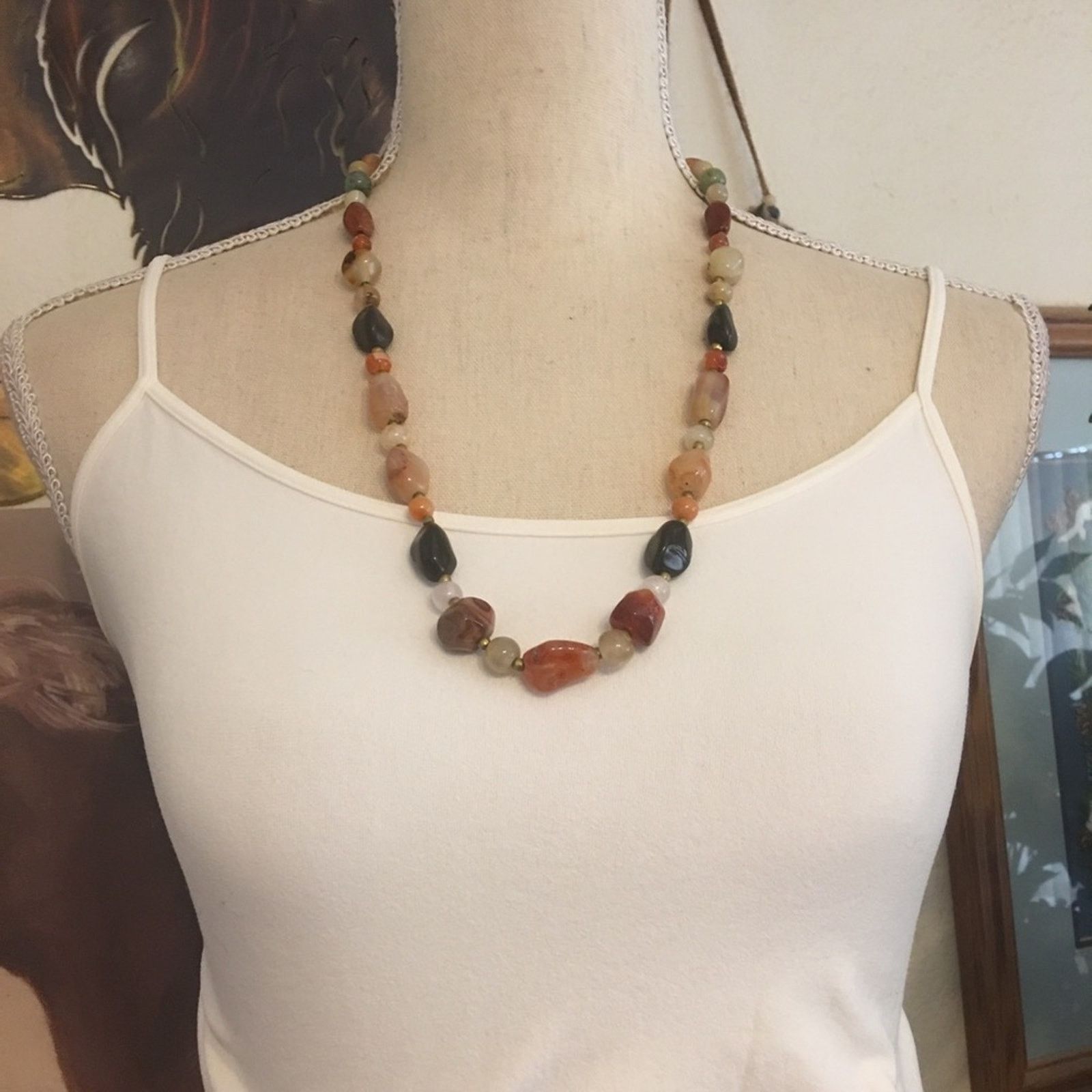 Vintage Vintage 80s genuine polished agate necklace Size ONE SIZE - 1 Thumbnail