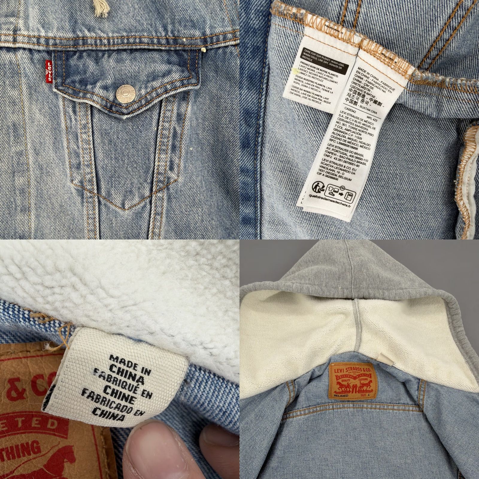 Levi's Levi’s Jacket Mens Large Blue Denim Sherpa Hooded Trucker Fleece Lined Size US L / EU 52-54 / 3 - 9 Thumbnail