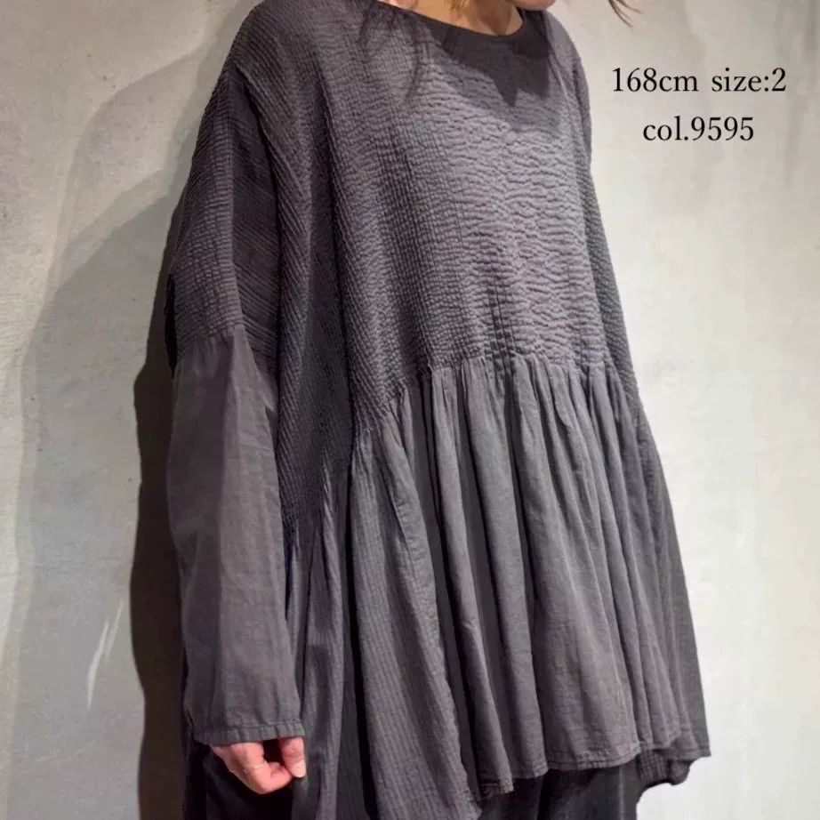 Japanese Brand Gray Cotton Pleated Long Sleeve Shirt Size S / US 4 / IT 40 - 1 Thumbnail