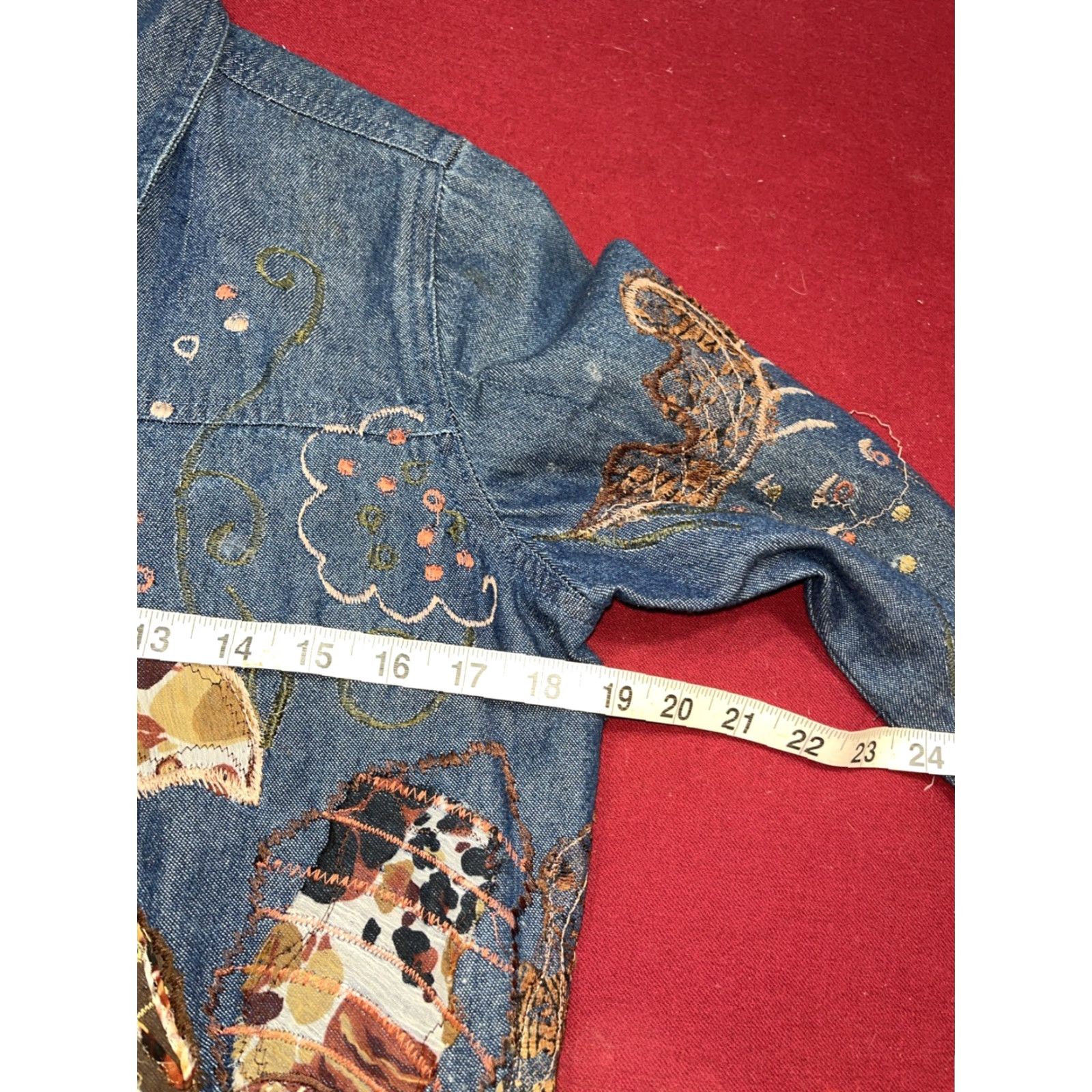 Vintage VINTAGE Breckenridge Denim Jacket Womens Blue Button Up Long Sleeve Floral Embroidered PS Size S / US 4 / IT 40 - 4 Thumbnail