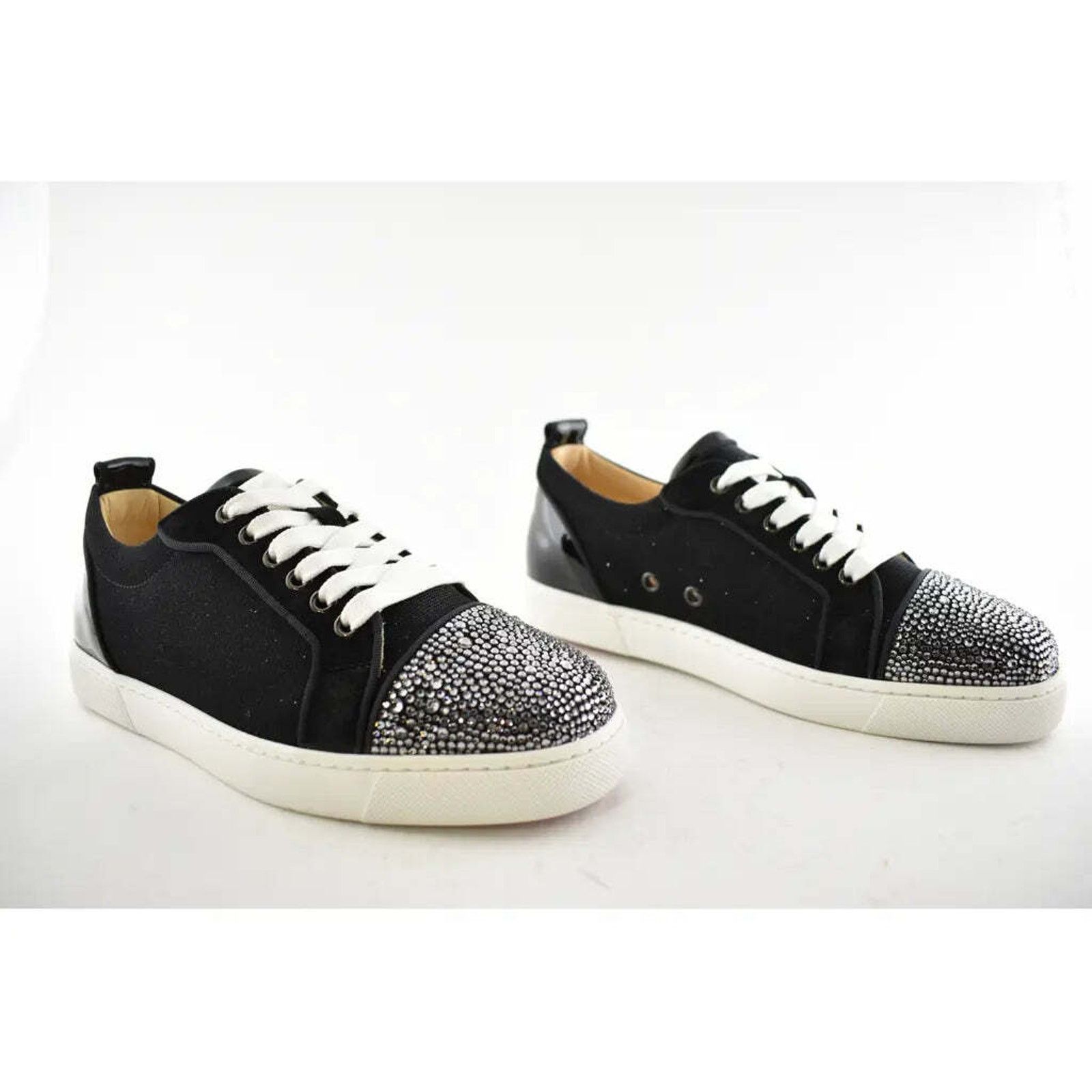 Christian Louboutin Louis Junior P Strass Donna Flat Black Low Top Sneaker 37 Size US 7 / IT 37 - 3 Thumbnail