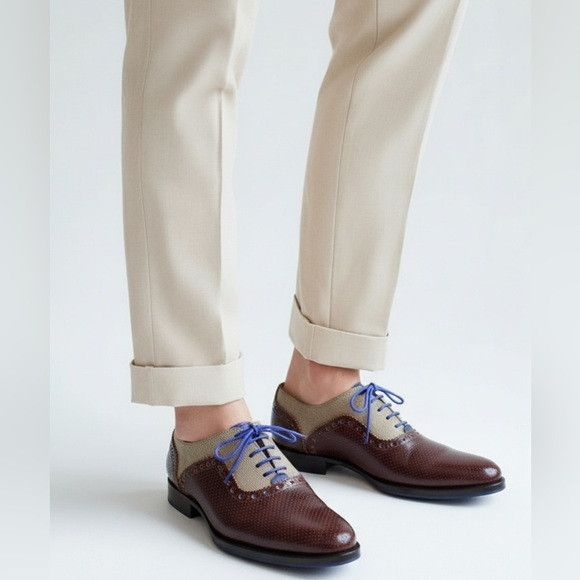 John Fluevog Two-tone Brogue Leather Oxdords Shoes