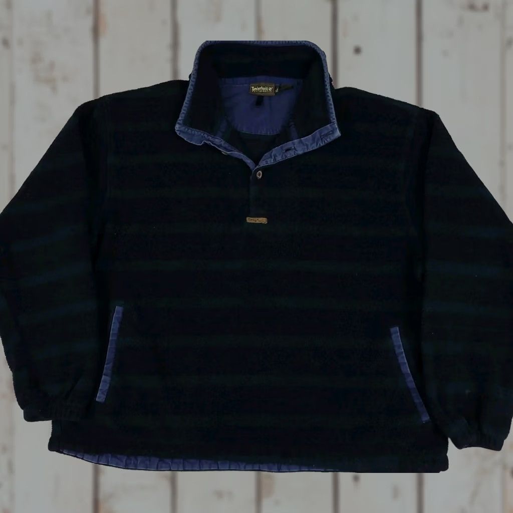 Timberland VINTAGE Timberland Weathergear Striped Fleece Sweatshirt Pullover Men XL Blue 90s Size US XL / EU 56 / 4 - 1 Thumbnail