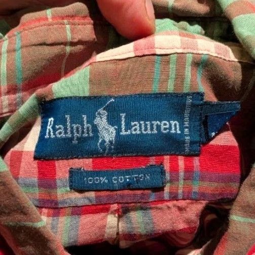 Polo Ralph Lauren VINTAGE Polo Ralph Lauren Shirt Plaid Flannel Button-Down Long Sleeve Large Red 100% Cotton Embroidered Classic Hipster 90s College Casual Mens Size US L / EU 52-54 / 3 - 6 Thumbnail