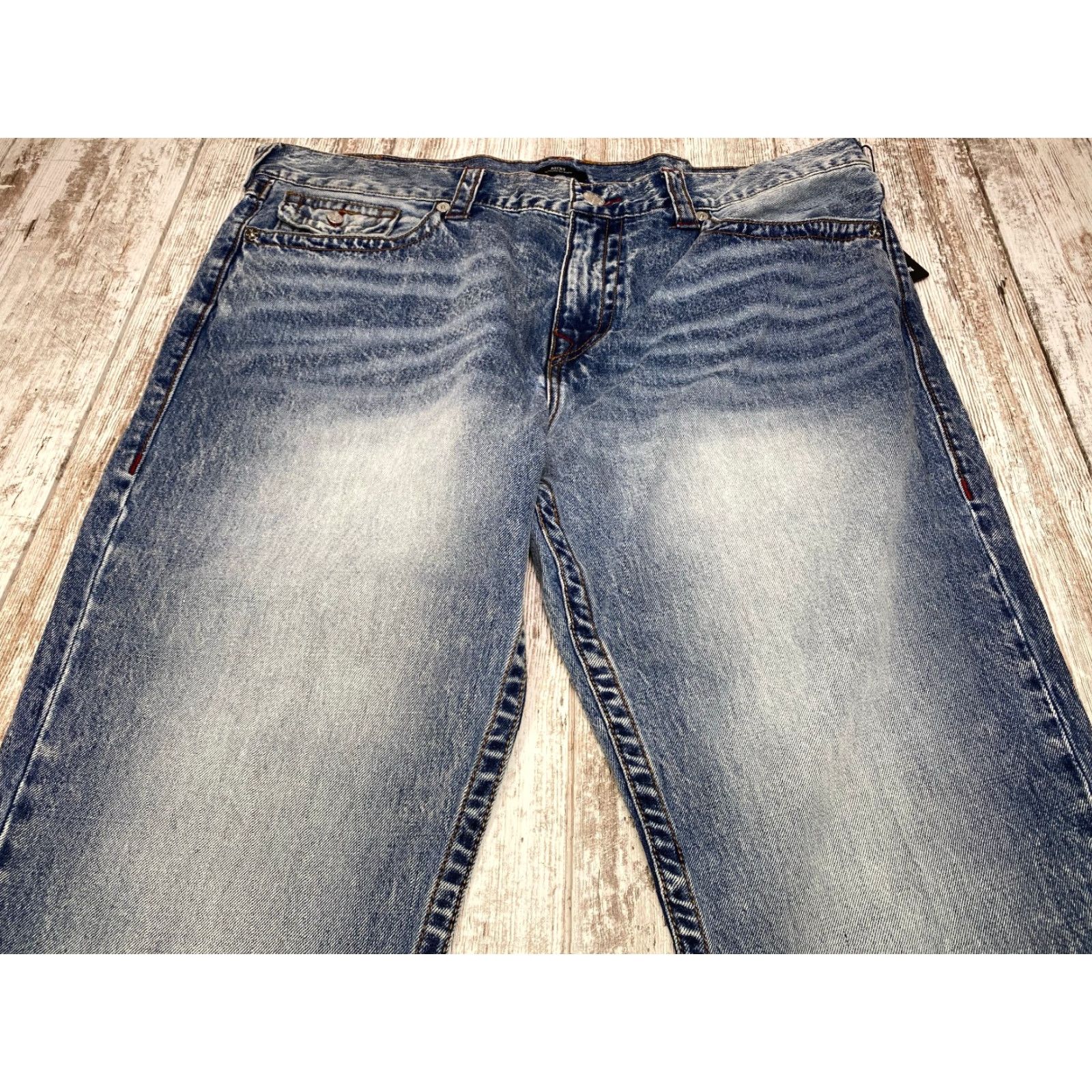 True Religion VINTAGE True Religion Jeans Mens 40x34 Blue Denim Ricky Relaxed Straight Flap Pockets Size US 40 / EU 56 - 4 Thumbnail