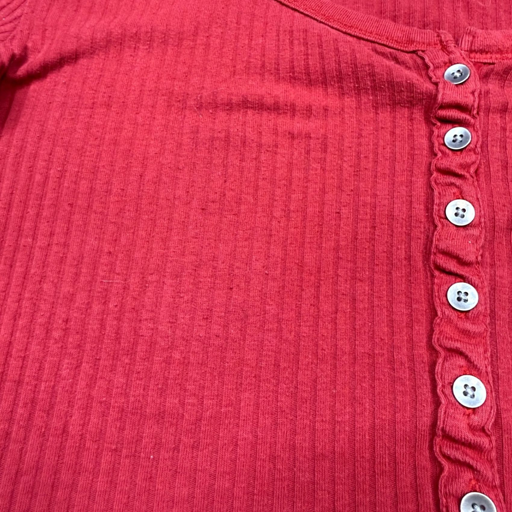 Abercrombie & Fitch Abercrombie & Fitch Shirt Women S Red Long Sleeve Henley Vintage Y2K Classic Cotton Knit Modern Casual Top Size S / US 4 / IT 40 - 8 Thumbnail