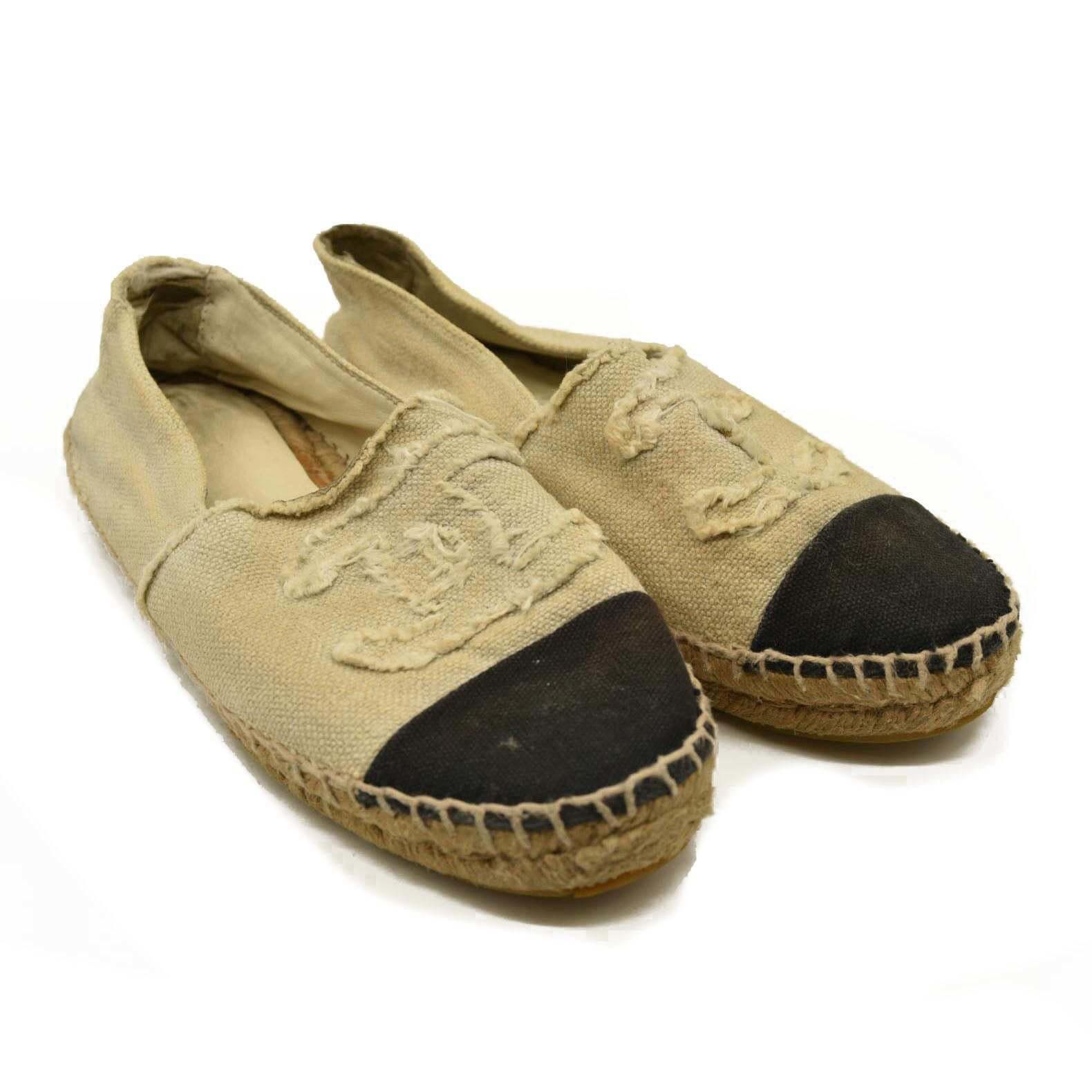 Chanel Chanel Lambskin Espadrilles Beige Black 7.5 US Size US 7.5 / IT 37.5 - 1 Thumbnail