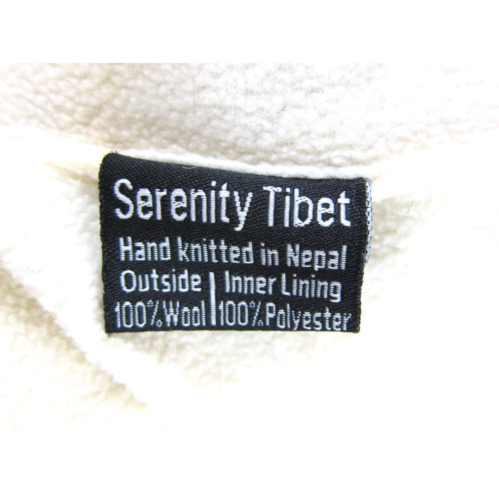 Vintage Serenity Tibet Beanie Hat One Size Ivory Wool Lined Pom Pom Hand Knit Nepal OS Women Size ONE SIZE - 3 Thumbnail