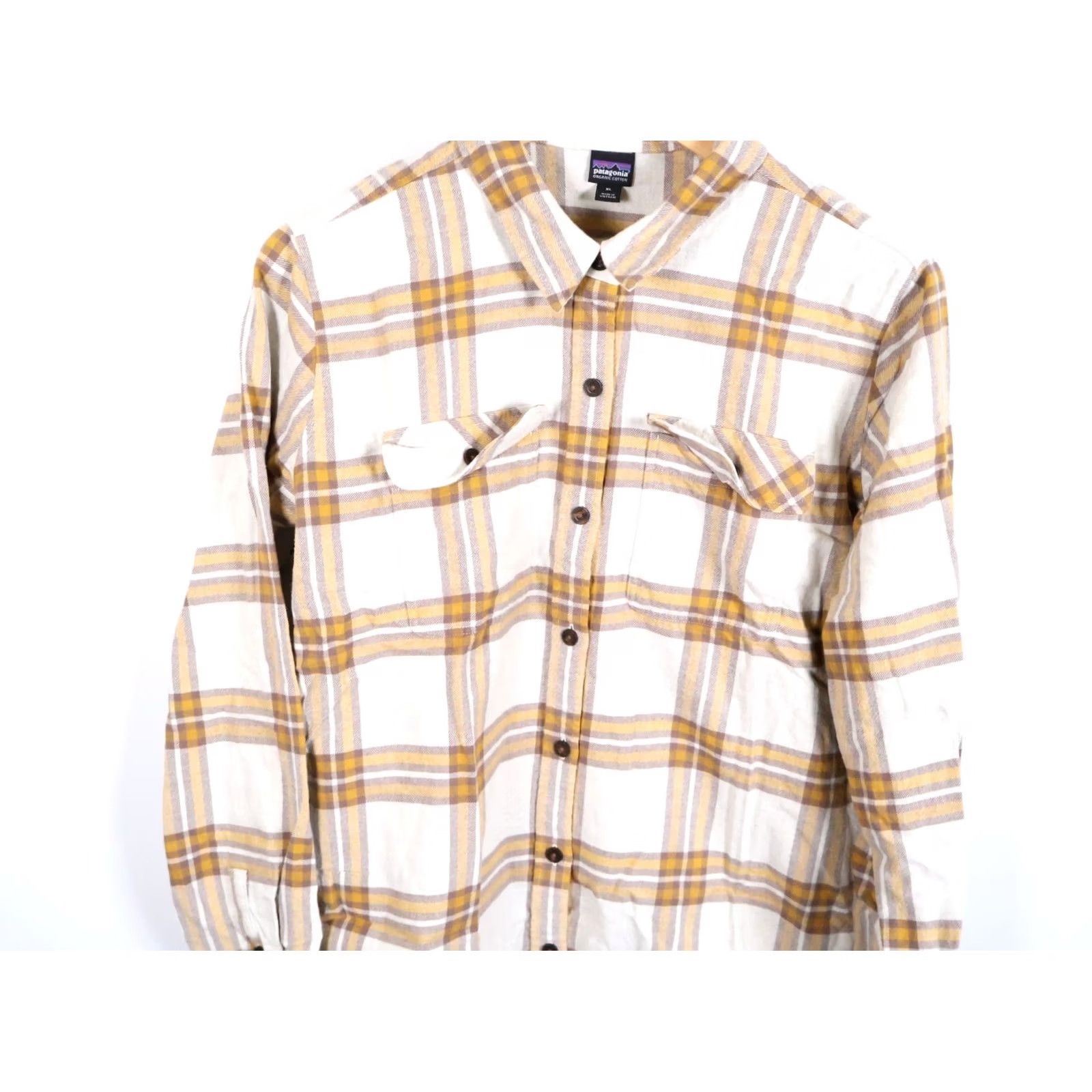 Patagonia Patagonia Shirt Women's XL Beige Yellow Plaid Flannel 100% Cotton Lightweight Chest Pockets Button-Up Casual Outdoor Size XL / US 12-14 / IT 48-50 - 4 Thumbnail