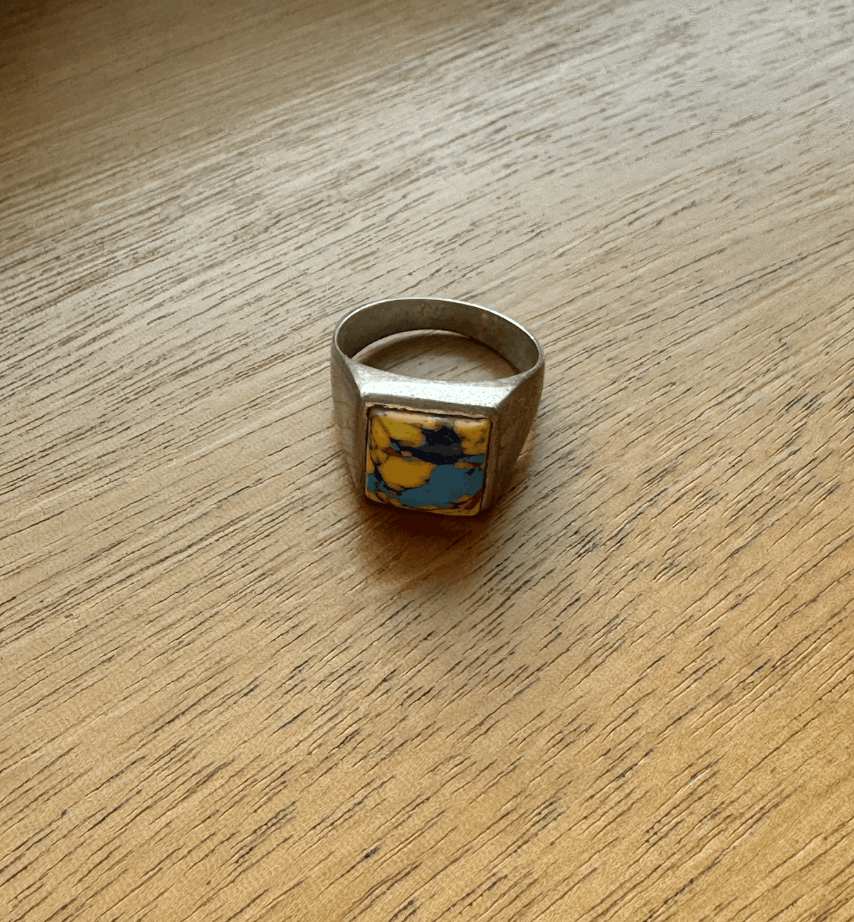 Vintage Yellow Turquoise Sterling Silver Ring sz 10 Size ONE SIZE - 3 Thumbnail