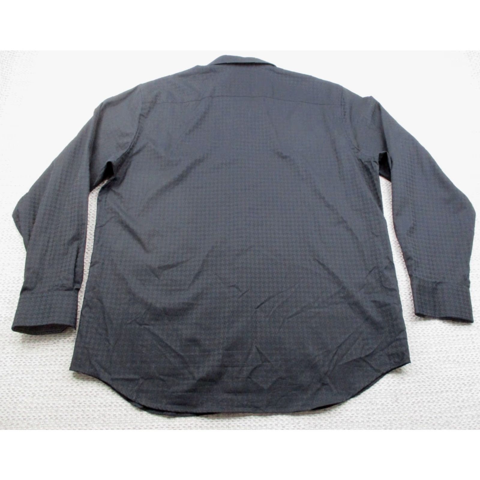 BUGATCHI Bugatchi Shirt Mens XL Black Classic Fit Long Sleeve Dress Button Up Houndstooth Size 46R - 7 Thumbnail