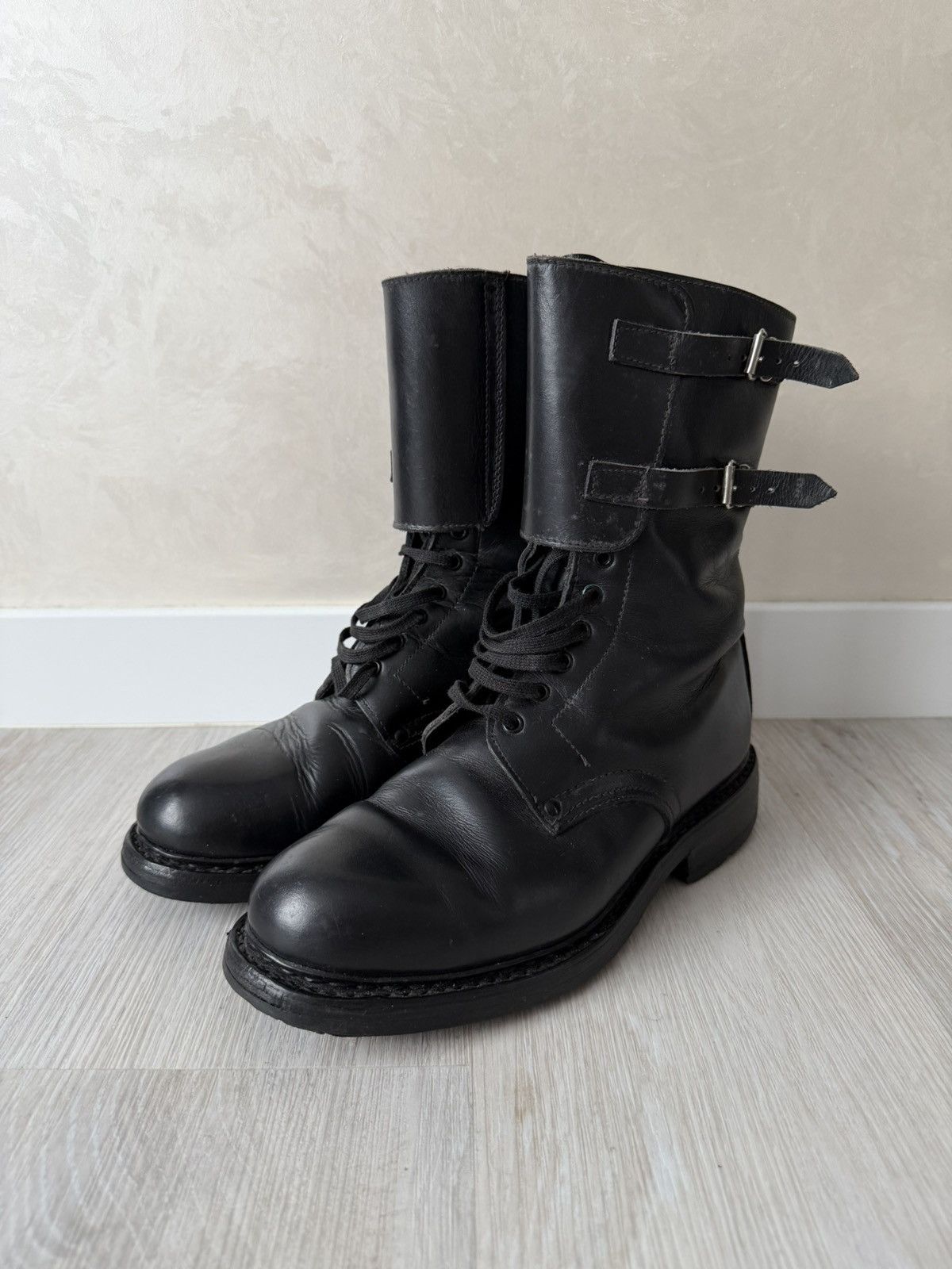 If Six Was Nine Double Buckle Black Moto Boots Red Wing Frye Guidi Inspired Size US 9.5 / EU 42-43 - 3 Thumbnail