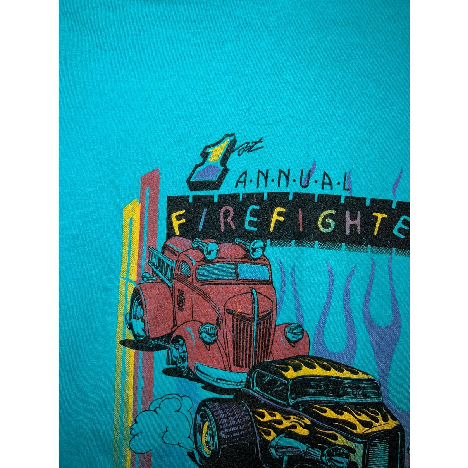 Hanes Vintage 1st Annual Firefighters Cool Cars Car Shirt VTG XL Size US XL / EU 56 / 4 - 6 Thumbnail
