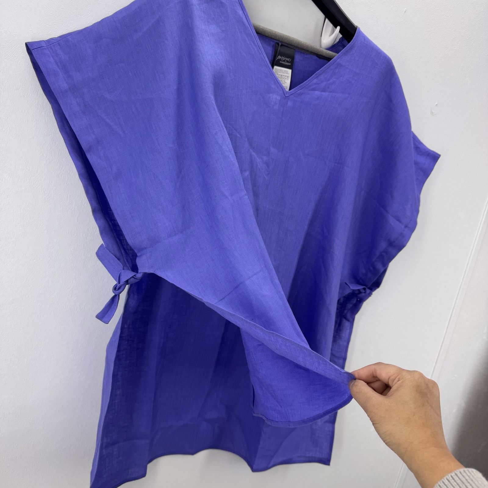 Marina Rinaldi Marina Rinaldi Linen Hi Low Poncho Boxy Beachy Tropical Size L / US 10 / IT 46 - 2 Thumbnail