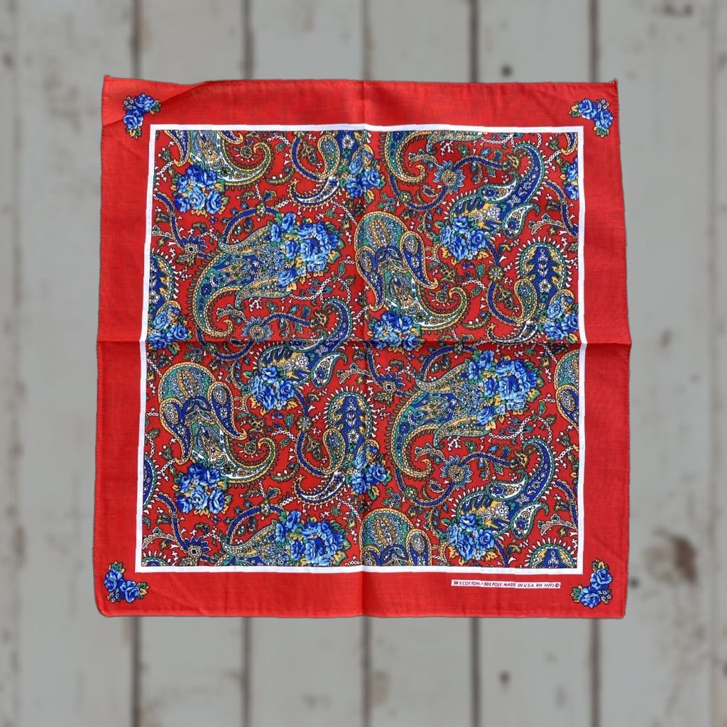 Vintage VINTAGE Wamcraft Bandana Handkerchief Scarf Floral Southwestern Cotton Made In USA Purple Adult Unisex OneSize Mens Womens Size ONE SIZE - 1 Thumbnail