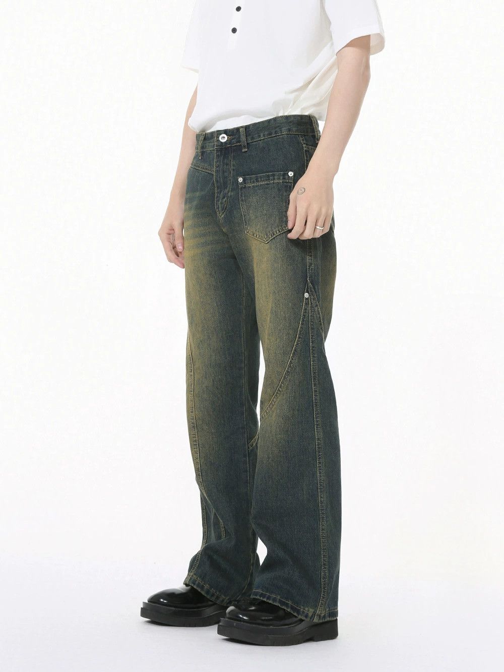Jean Japanese cleanfit retro patchwork distressed flared jeans Size US 32 / EU 48 - 3 Thumbnail