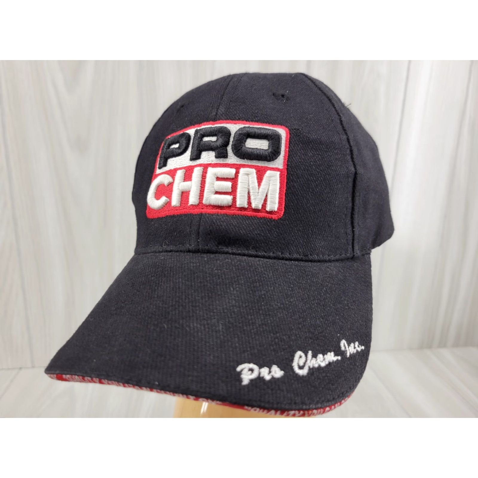 Vintage Pro Chem Embroidered Baseball Cap Hat Black Red Adjustable Snapback Men Hat Black Red Flag Checkered Cap Size ONE SIZE - 2 Thumbnail
