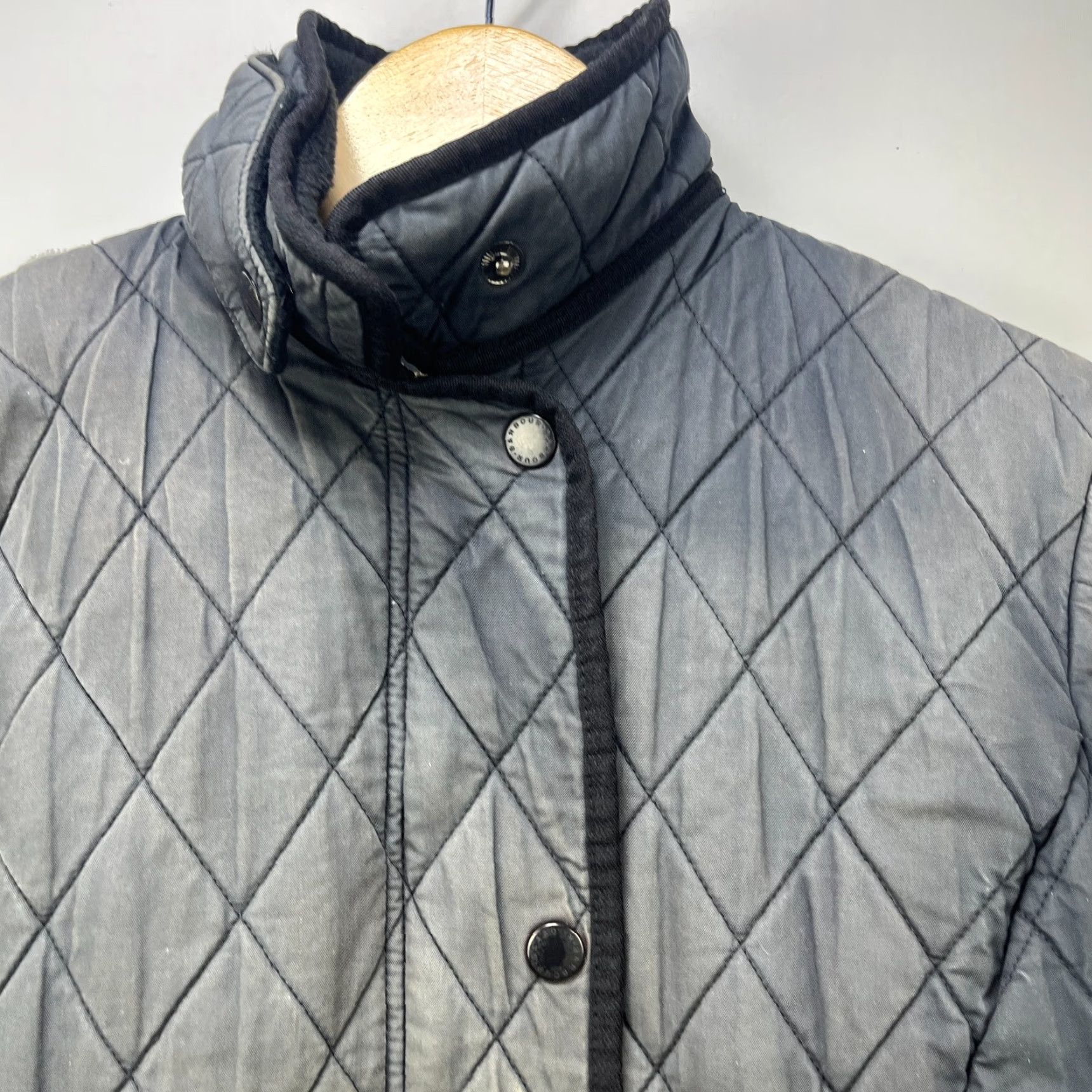 Barbour VINTAGE Barbour Quilted Jacket Womens 4 Gray USA 90s Size S / US 4 / IT 40 - 3 Thumbnail
