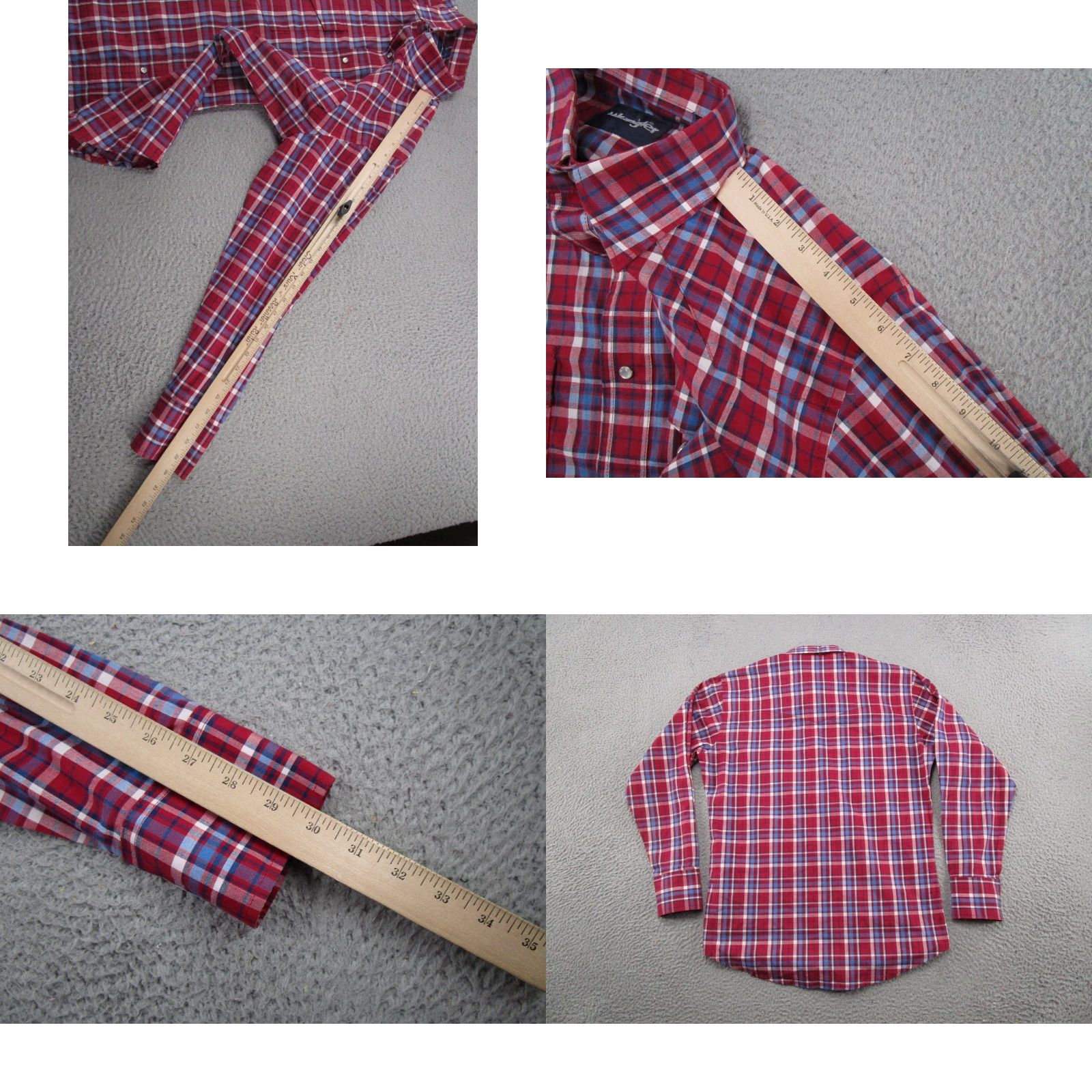 Wrangler VINTAGE Wrangler Pearl Snap Western Mens Shirt M Red Plaid Cowboy Rodeo Size US M / EU 48-50 / 2 - 8 Thumbnail