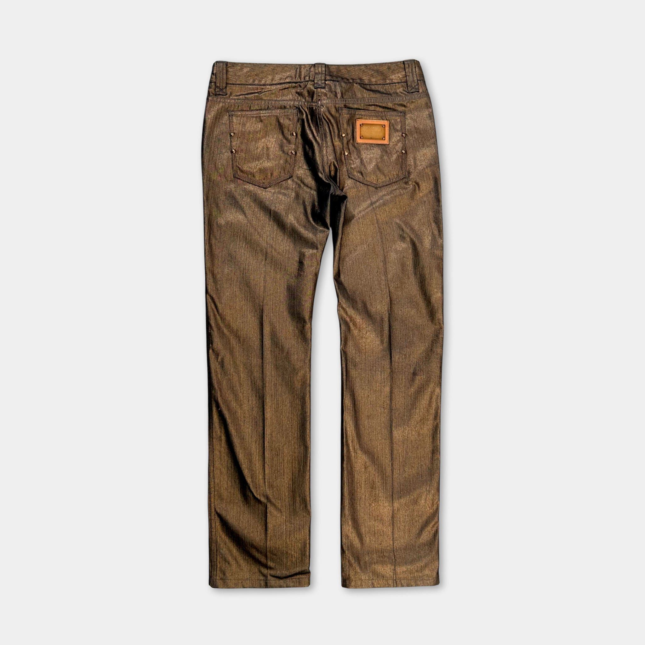 Dolce & Gabbana Dolce & Gabbana Metallic Gold Straight Leg Pants Size US 31 - 5 Thumbnail