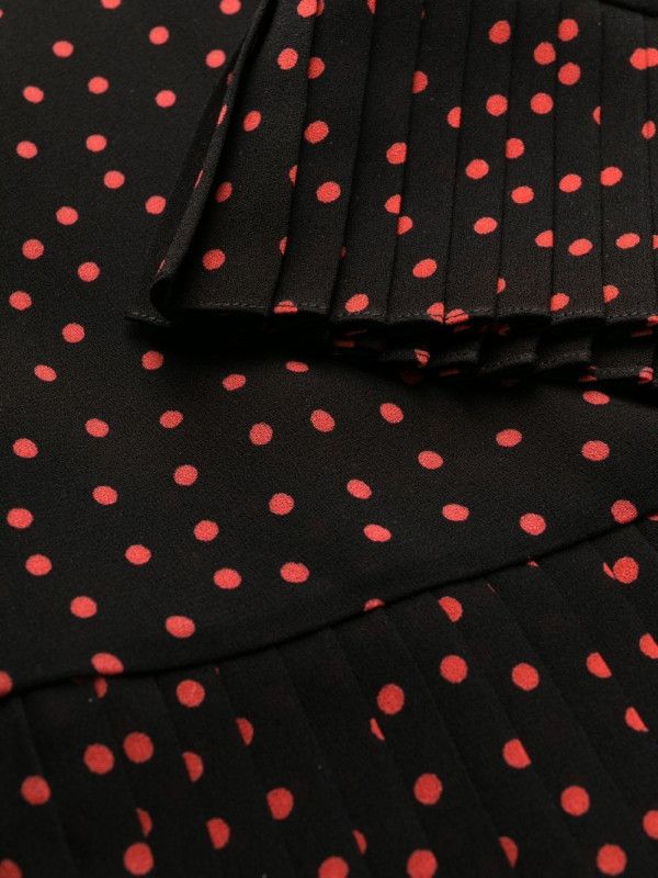 Saint Laurent Paris o1bcso1str0426 Polka Dot Mini Dress in Black Size XS / US 0-2 / IT 36-38 - 5 Thumbnail