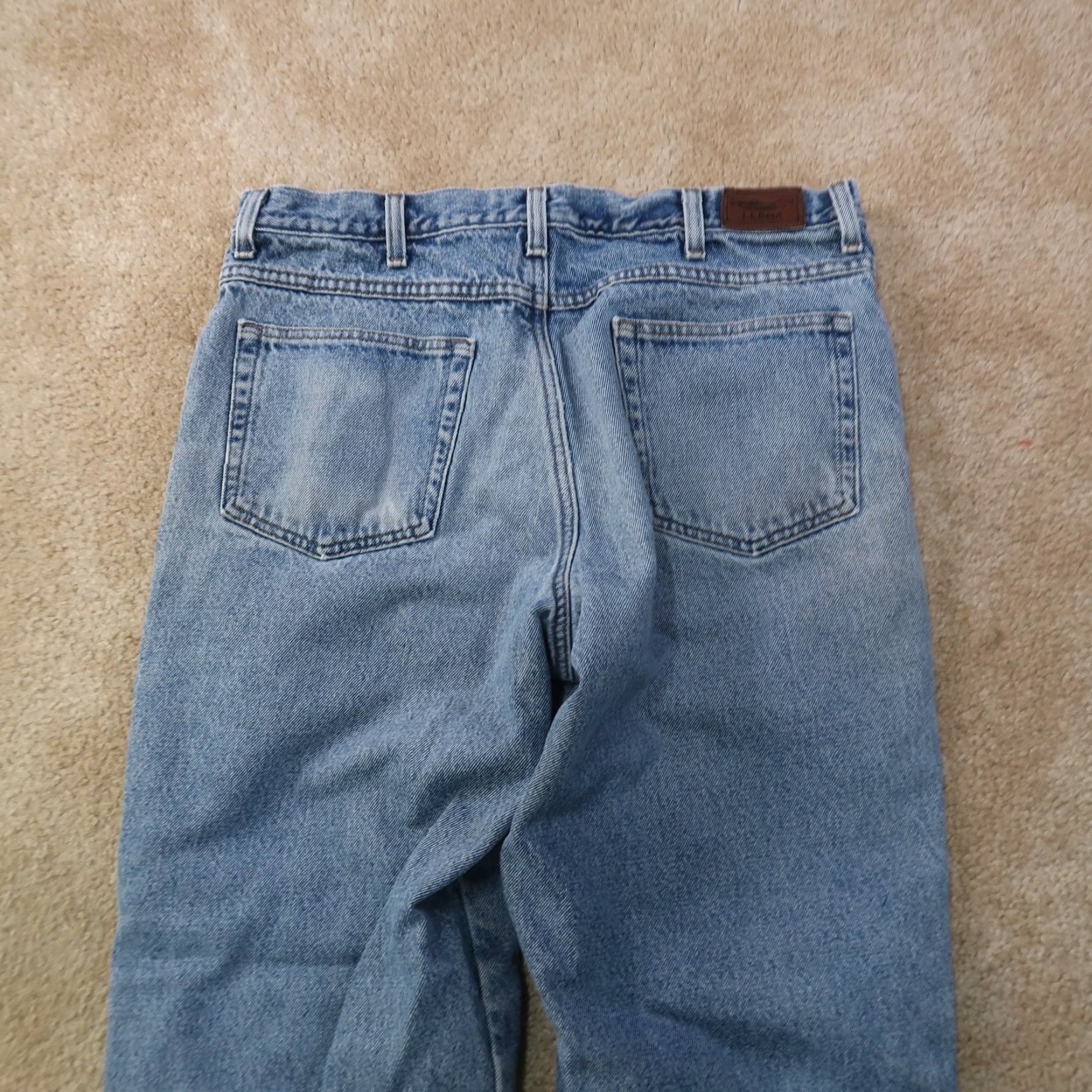 Vintage VINTAGE LL Bean Flannel Lined Jeans Men 35x34 Distressed Denim Blue Size US 35 - 7 Thumbnail
