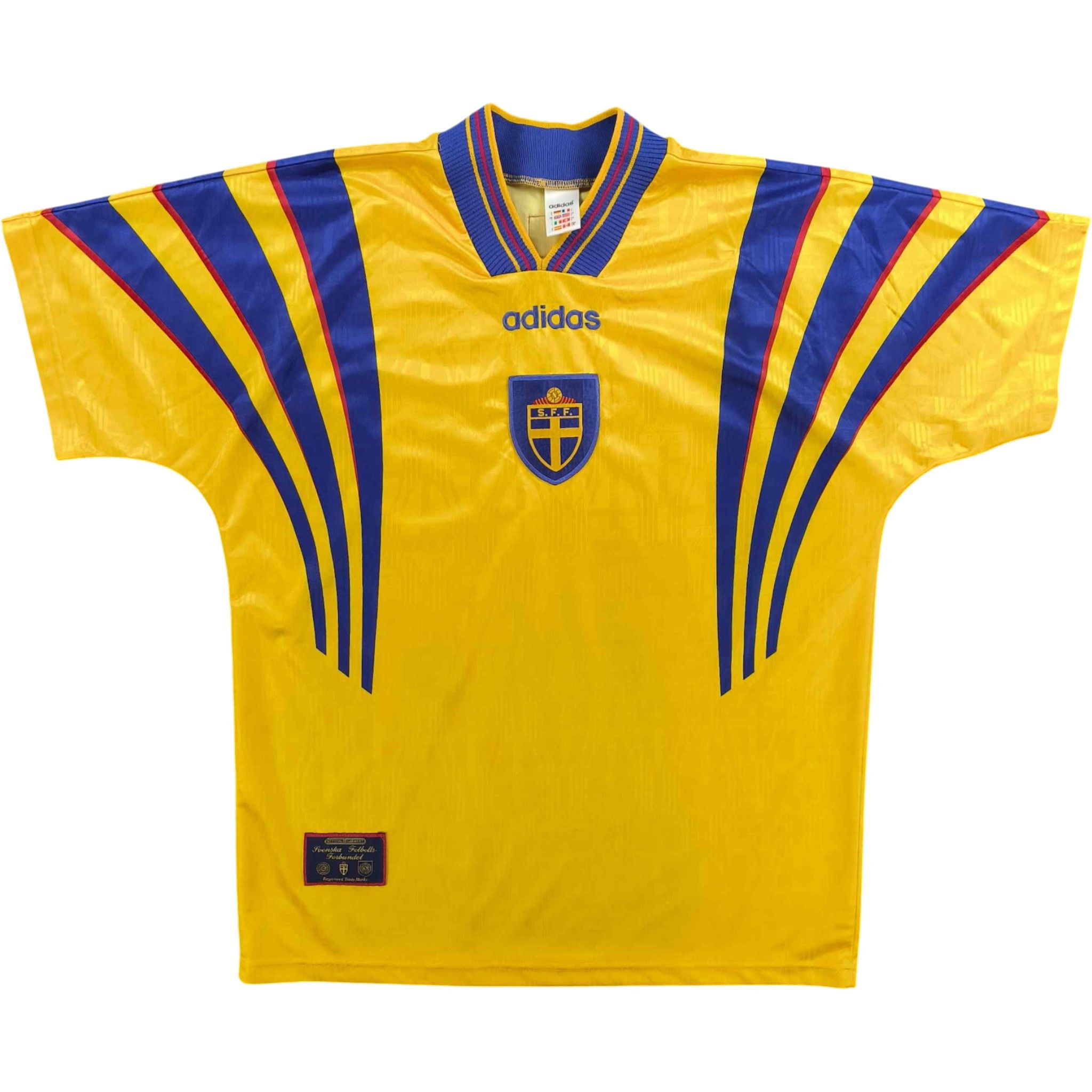 Sweden 1996-98 Adidas home football jersey shirt size L