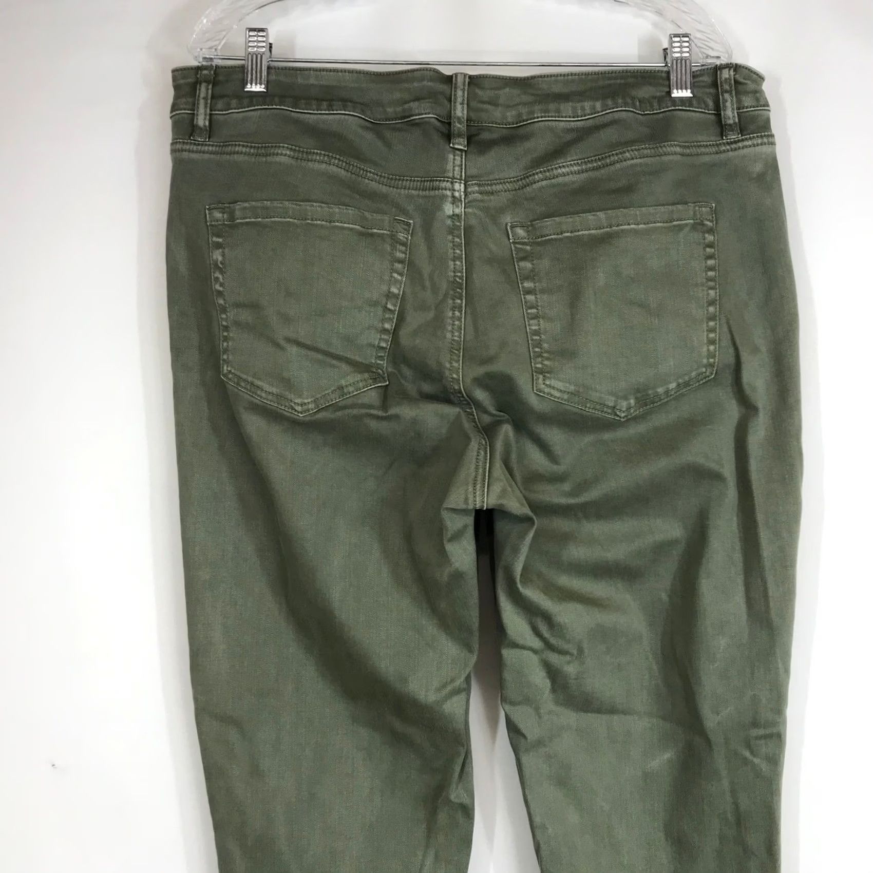 Vintage Lane Bryant Olive Green Ankle Skinny Jeans Women's 16 Black Label Denim Casual Pockets Stretch 5-Pocket Distressed Size 38" / US 16 / IT 52 - 5 Thumbnail