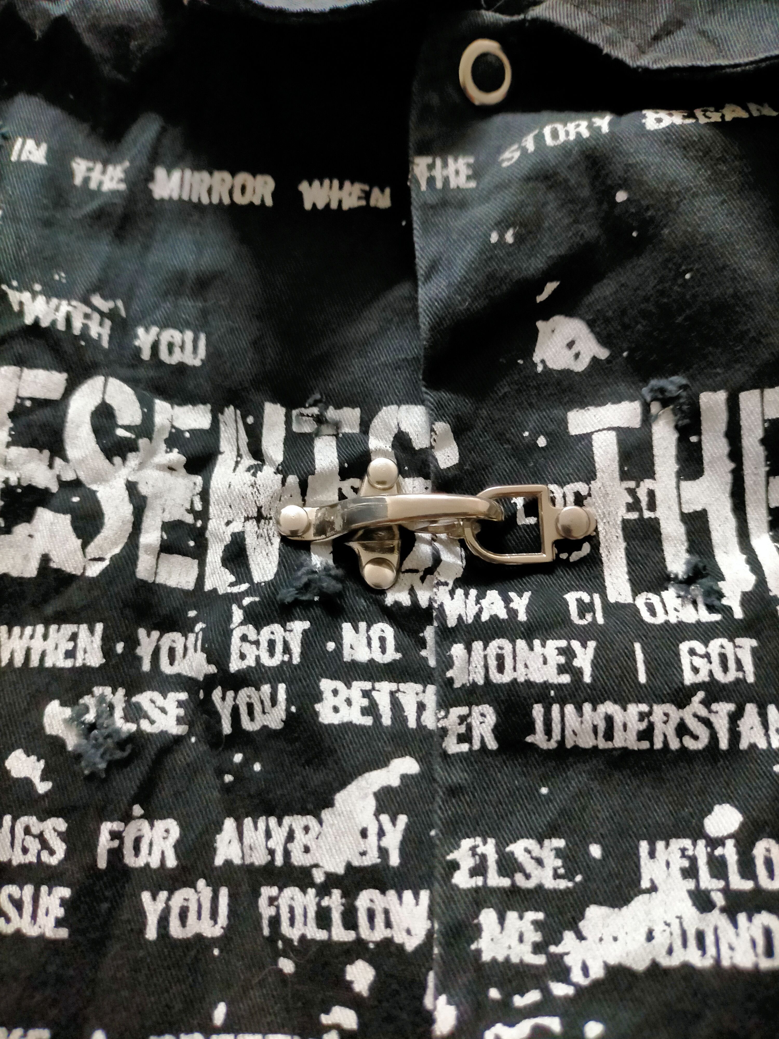 Japanese Brand Badger Anarchy Poem Seditionaries Distressed Button Up Shirt Size US L / EU 52-54 / 3 - 5 Thumbnail