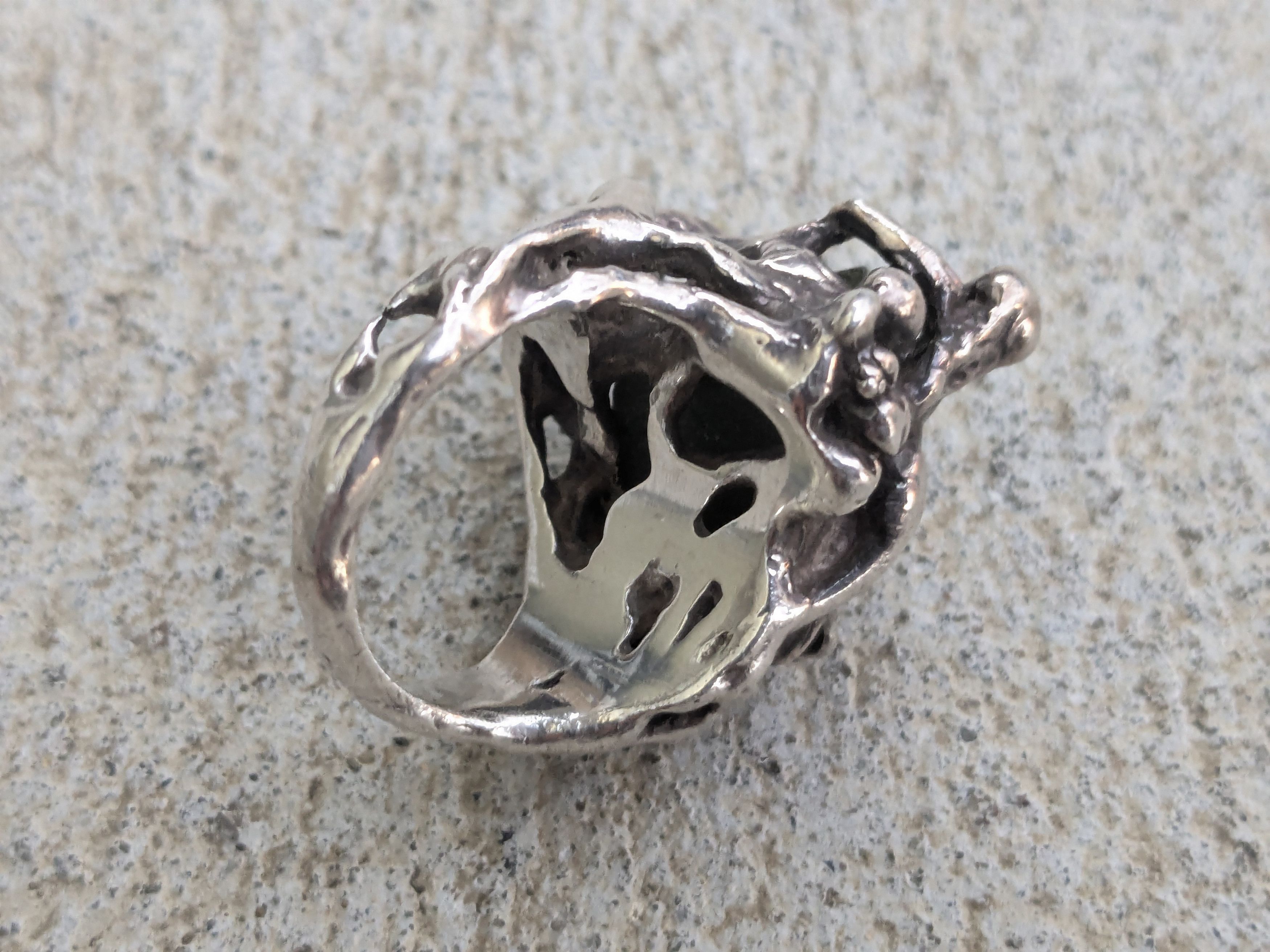 Vintage Vintage Sterling Silver Ring Watermelon Tourmaline Brutalist Size ONE SIZE - 12 Thumbnail