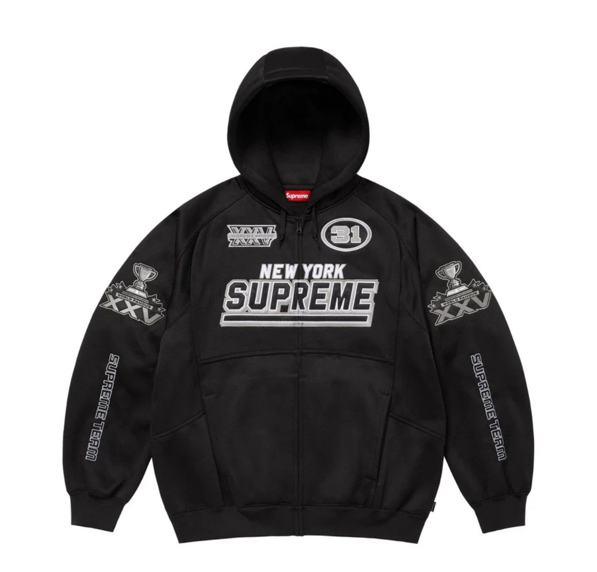 Supreme Football Zip Up Hoodie Black FW25