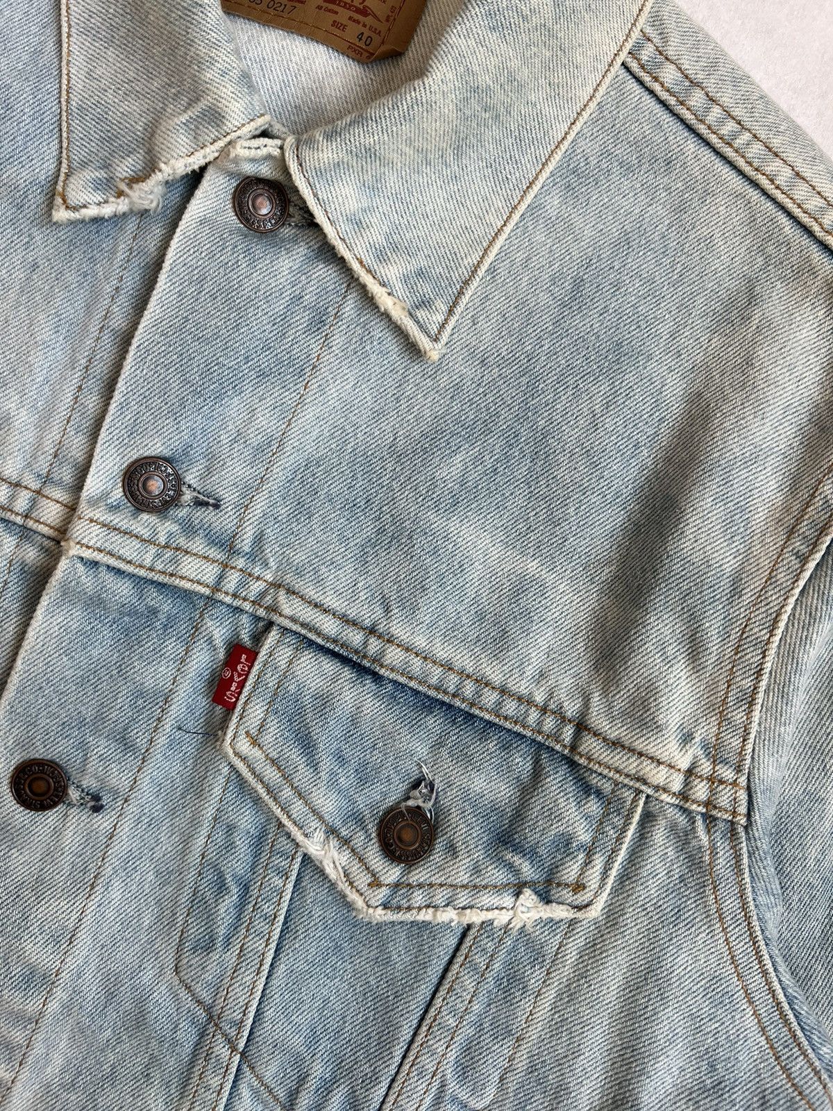 Levi's Vintage 90's Levis 70505 Light Blue Wash Denim Trucker Size US M / EU 48-50 / 2 - 5 Thumbnail