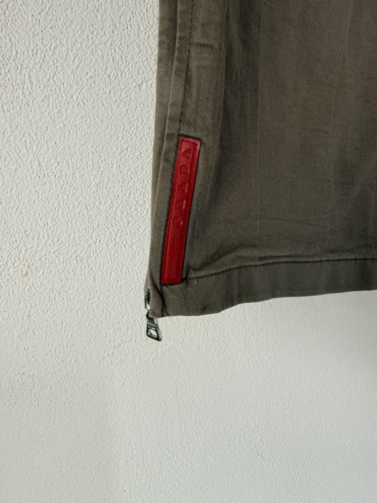 Prada Brown Cotton Zip Pants with Red Tab Detail Size US 38 / EU 54 - 5 Thumbnail
