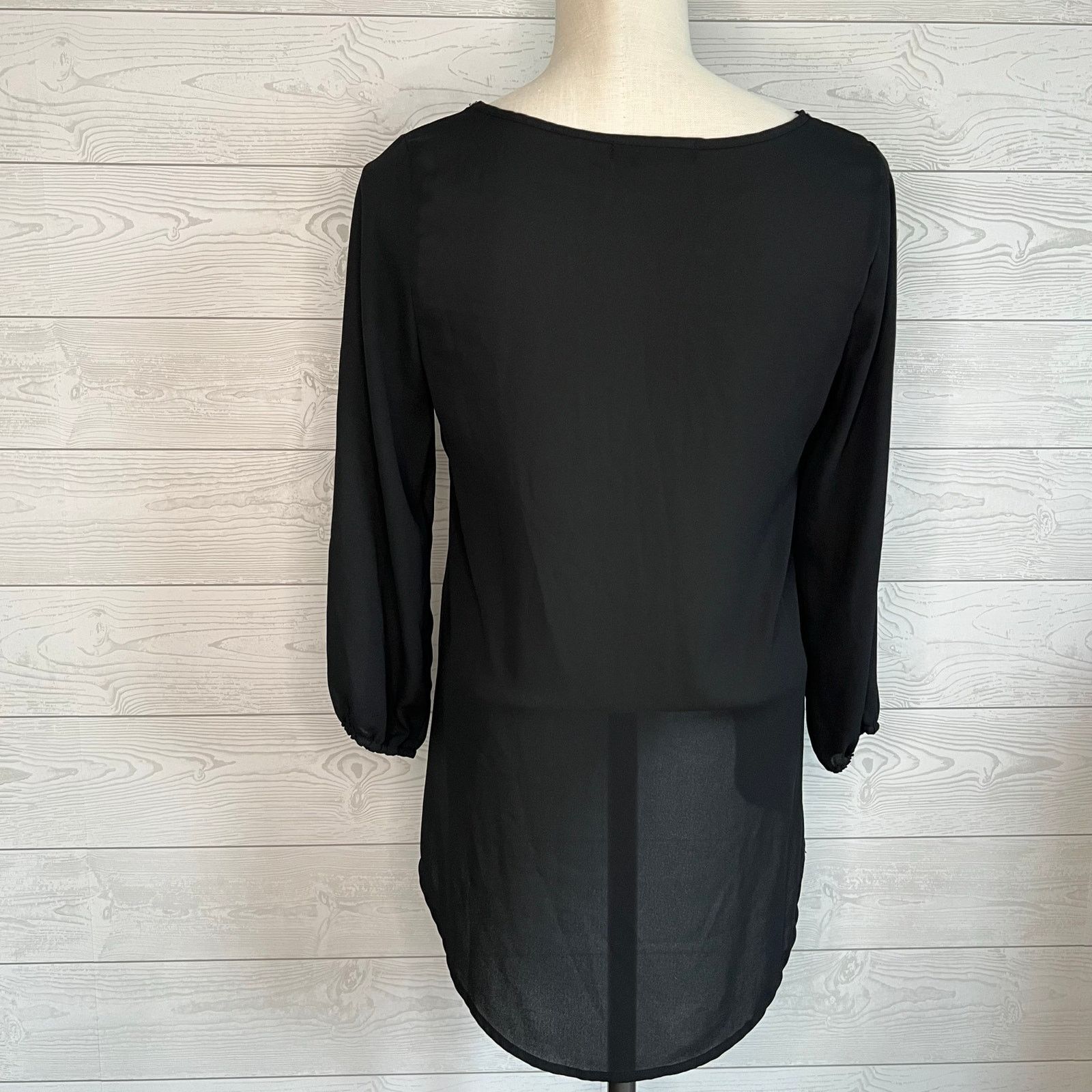 Other American Dream Black Sheer High Low Tunic V-Neck Top XS Size XS / US 0-2 / IT 36-38 - 4 Thumbnail