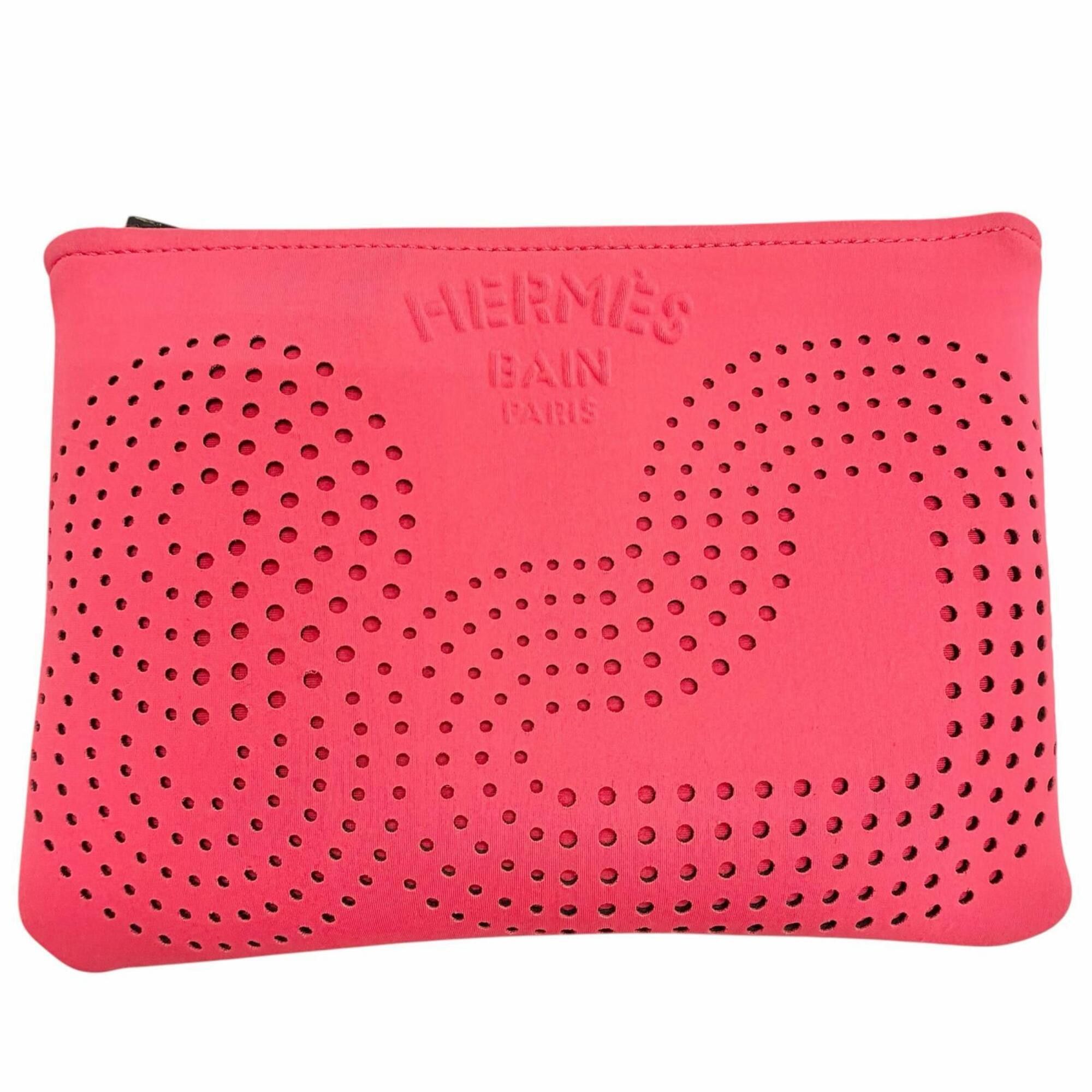 Hermes HERMES Neo Bainzen aux Soleils Pouch, Cosmetic Pink with Black Hardware, Made in France, Women's Size ONE SIZE - 1 Thumbnail