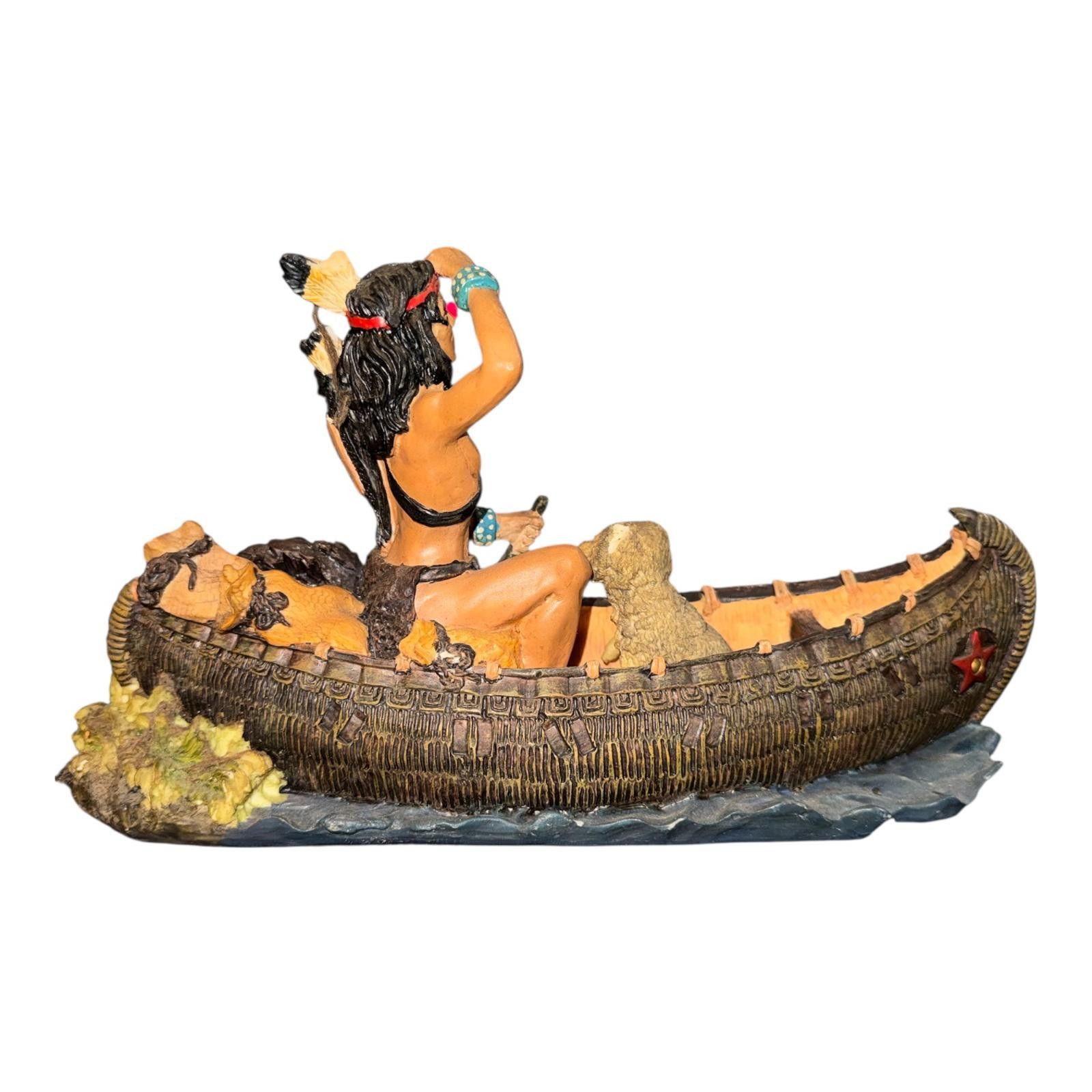 The Unbranded Brand Native American Canoe Figurine with Man and Dog Size ONE SIZE - 2 Thumbnail